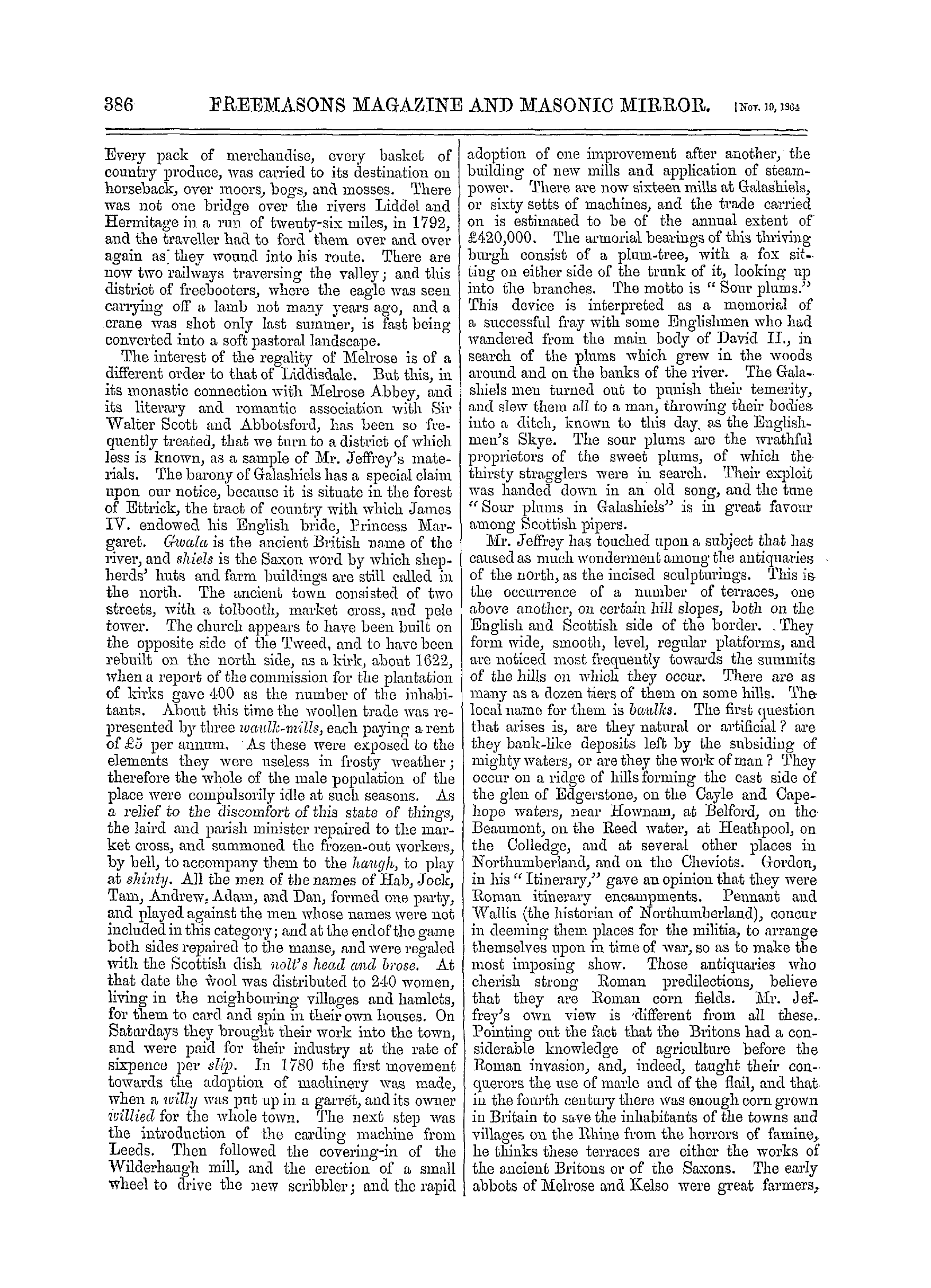 The Freemasons' Monthly Magazine: 1864-11-19 - Roxburghshire.