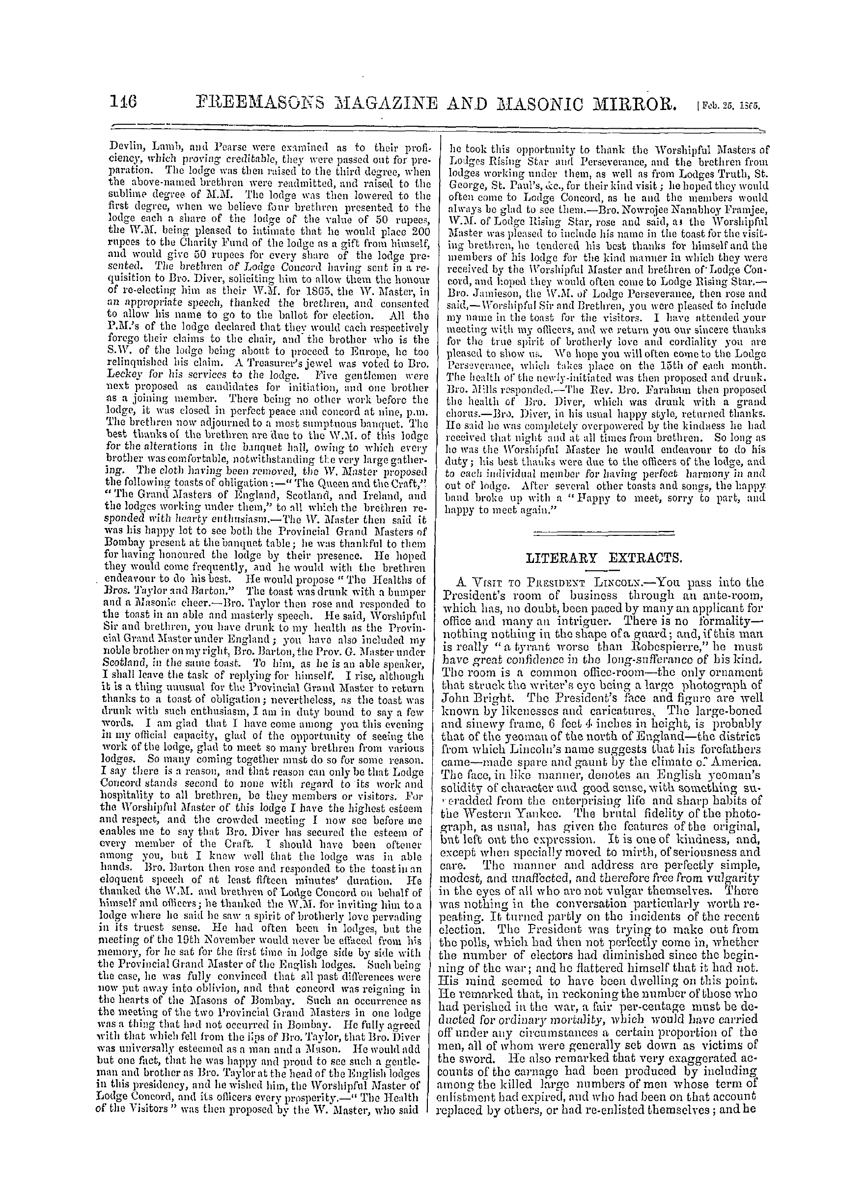 The Freemasons' Monthly Magazine: 1865-02-25 - India.