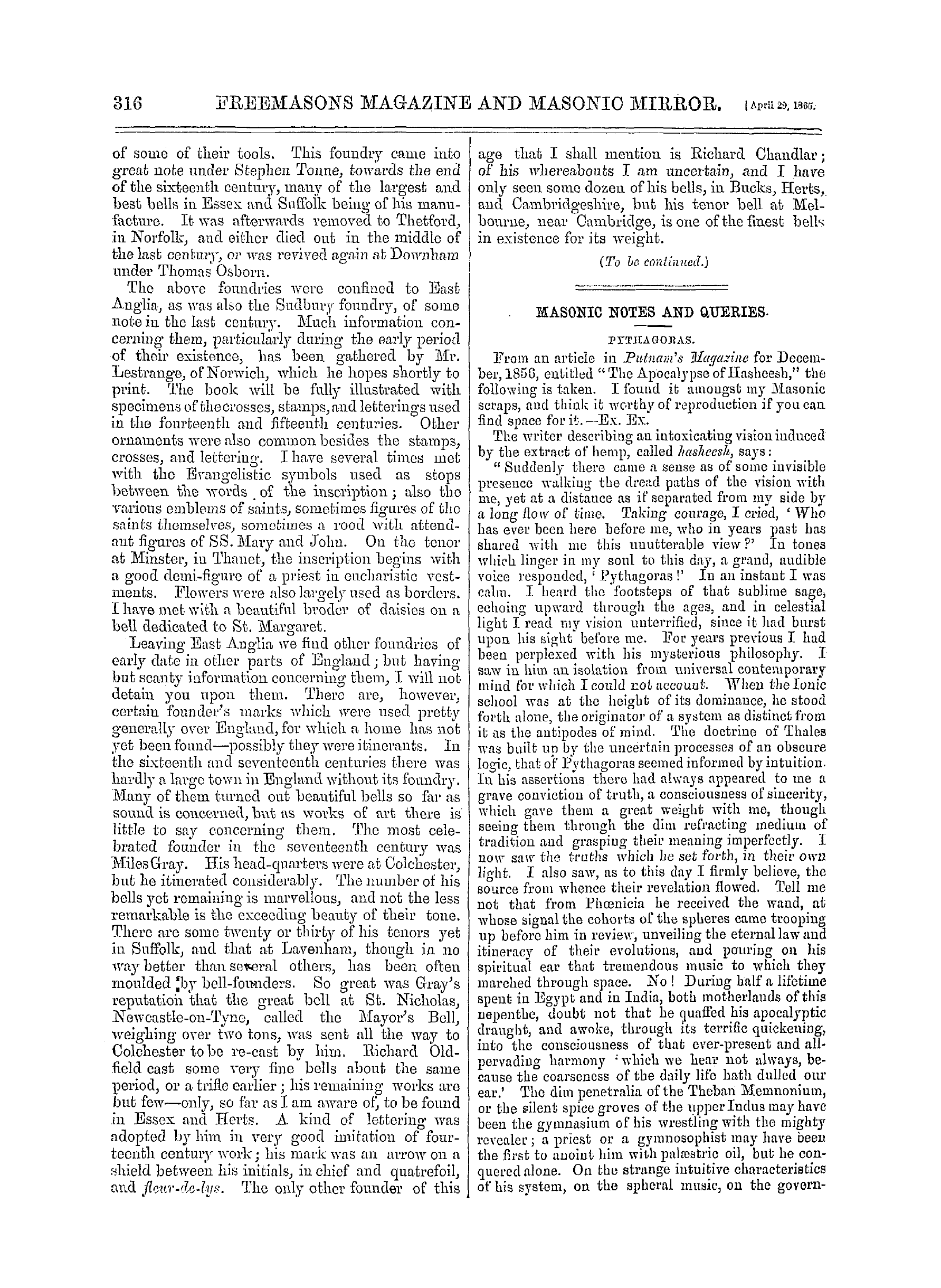 The Freemasons' Monthly Magazine: 1865-04-29 - Masonic Notes And Queries.