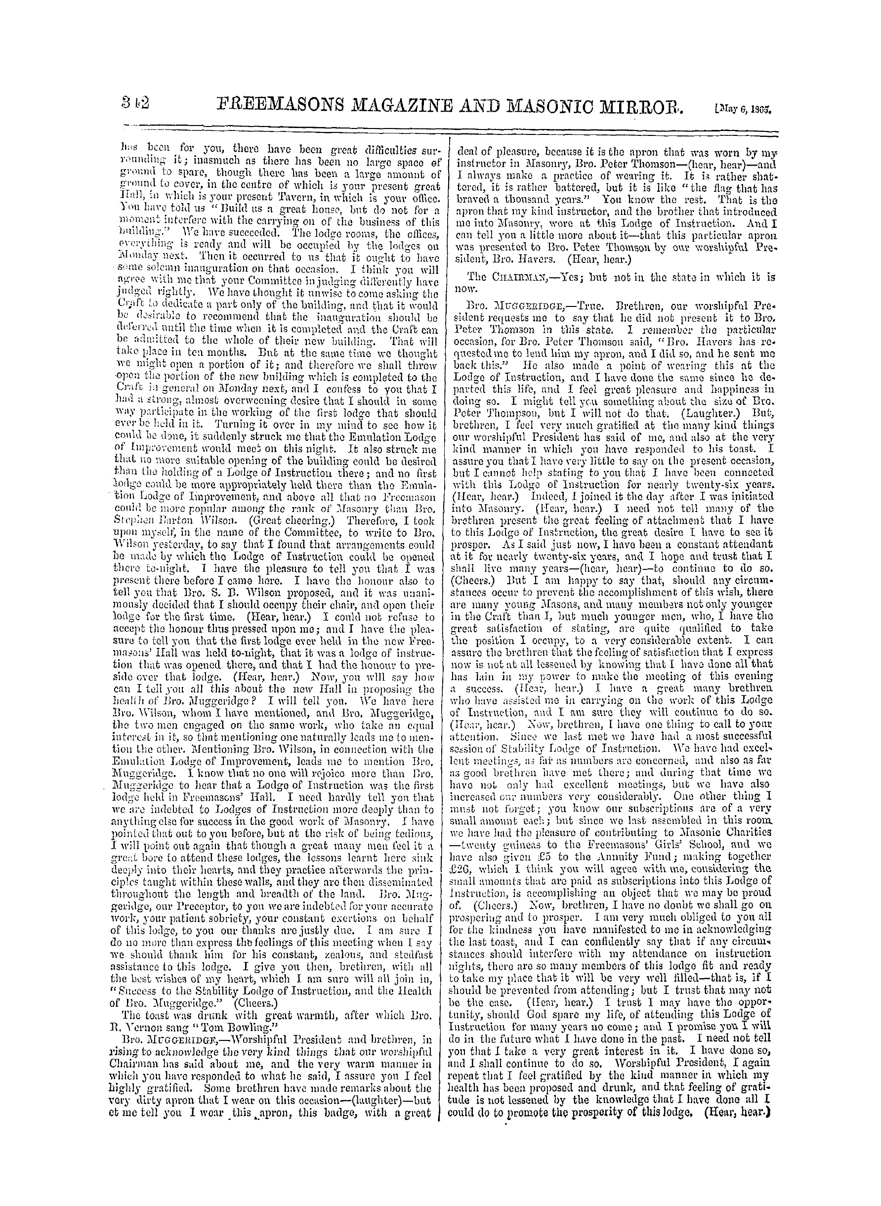 The Freemasons' Monthly Magazine: 1865-05-06 - Metropolitan.