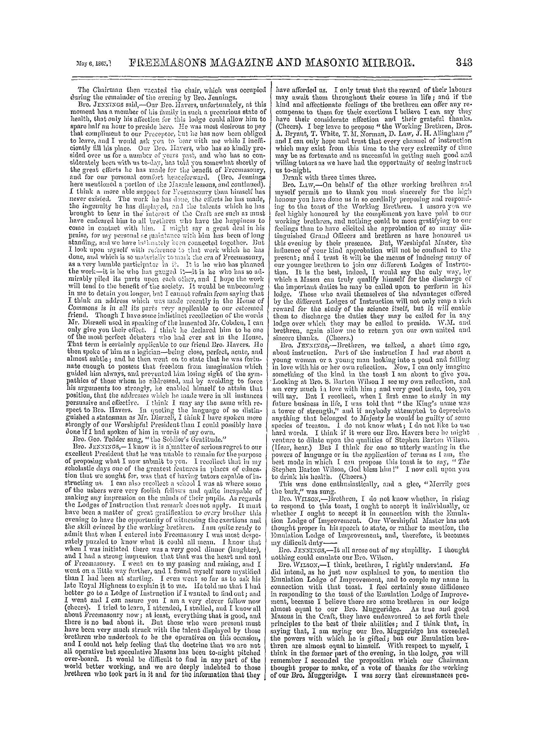 The Freemasons' Monthly Magazine: 1865-05-06 - Metropolitan.