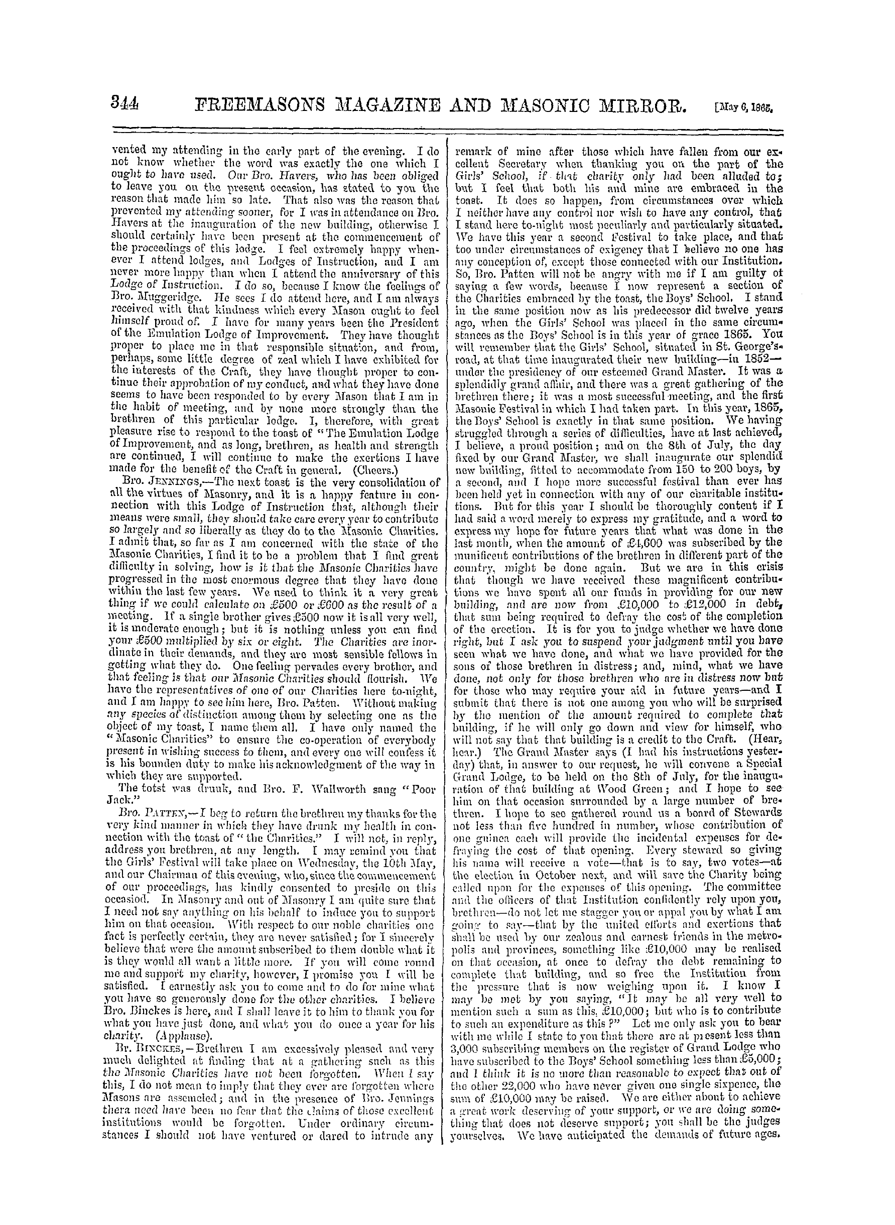 The Freemasons' Monthly Magazine: 1865-05-06 - Metropolitan.