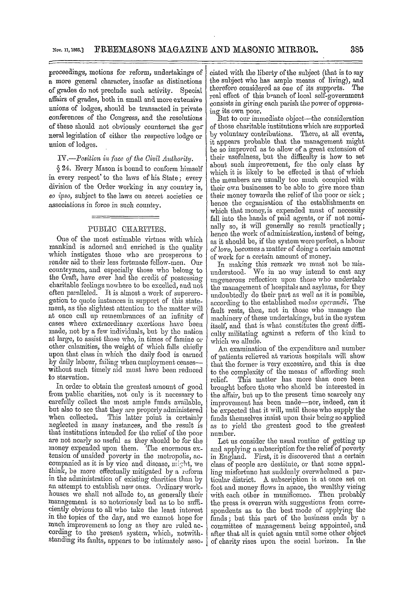 The Freemasons' Monthly Magazine: 1865-11-11 - The Platform Of The German Masonic Reformers.