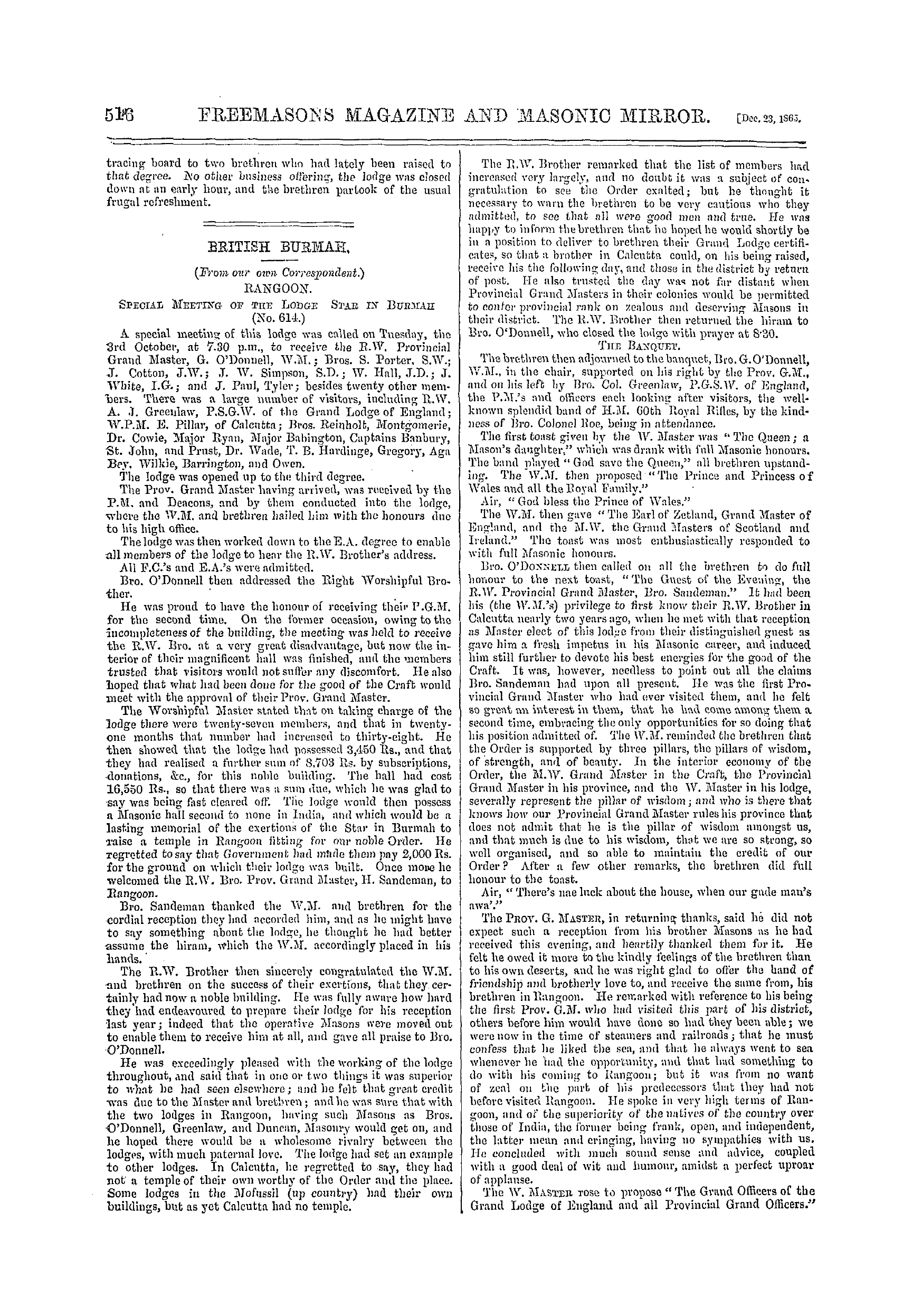 The Freemasons' Monthly Magazine: 1865-12-23 - British Burmah.