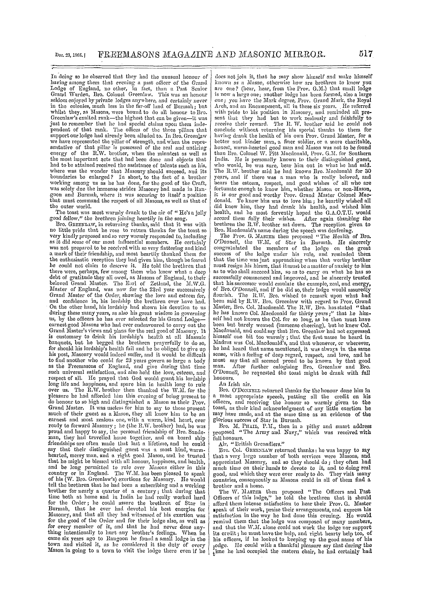 The Freemasons' Monthly Magazine: 1865-12-23 - British Burmah.