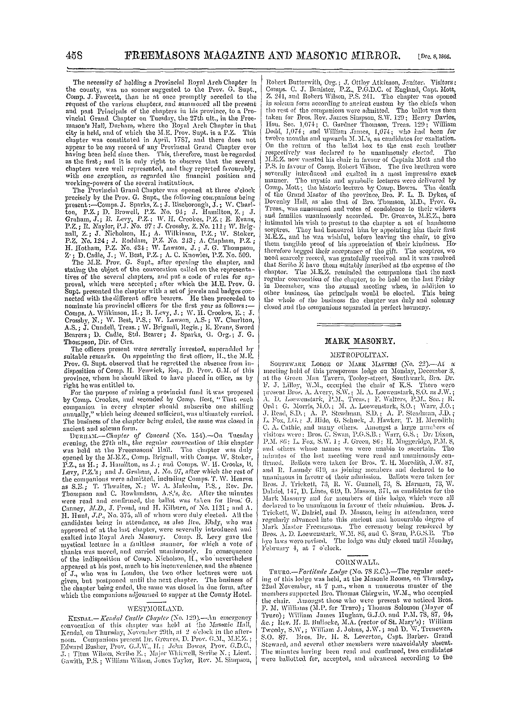 The Freemasons' Monthly Magazine: 1866-12-08 - Royal Arch.