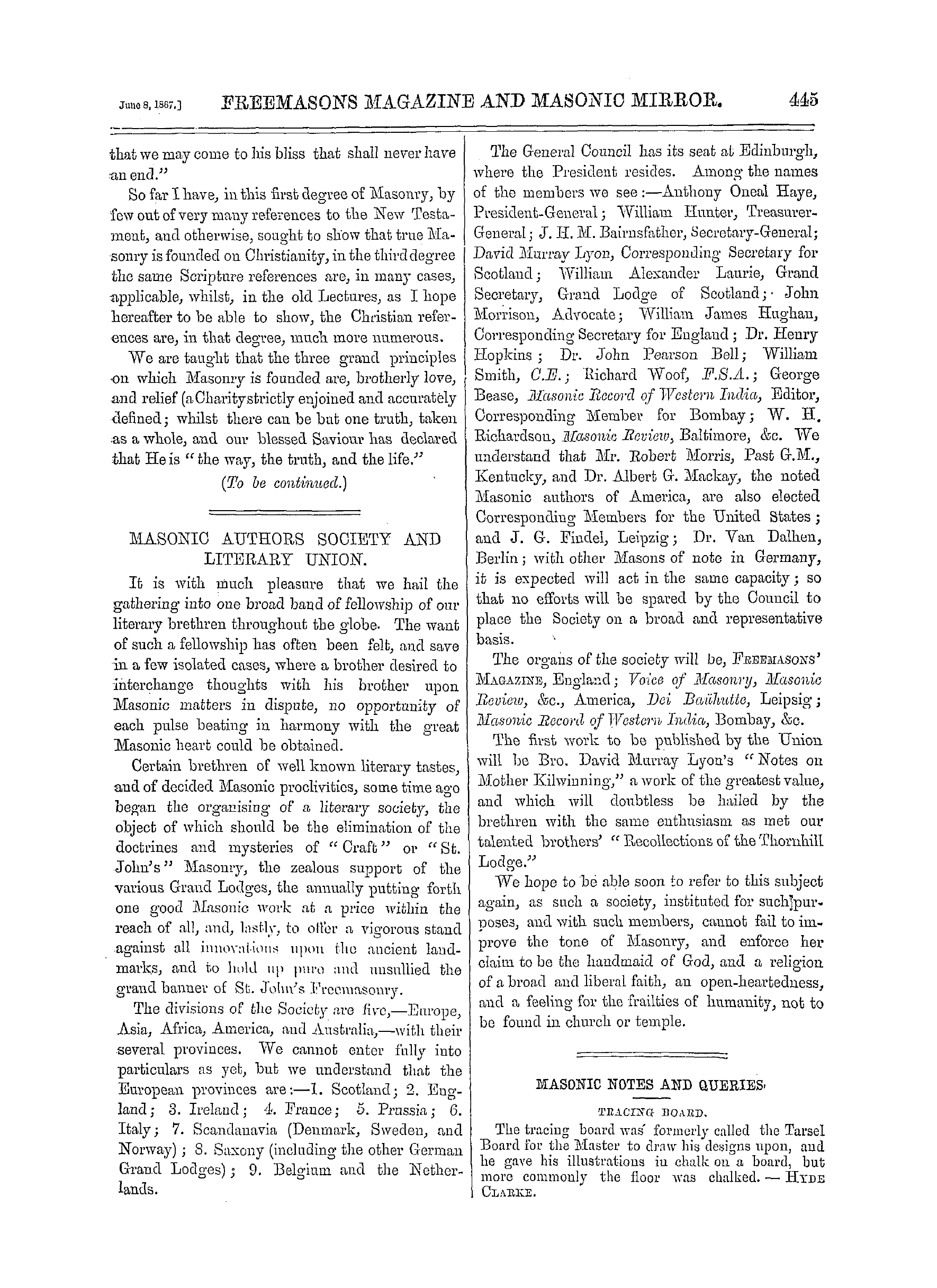 The Freemasons' Monthly Magazine: 1867-06-08 - Masonic Notes And Queries.