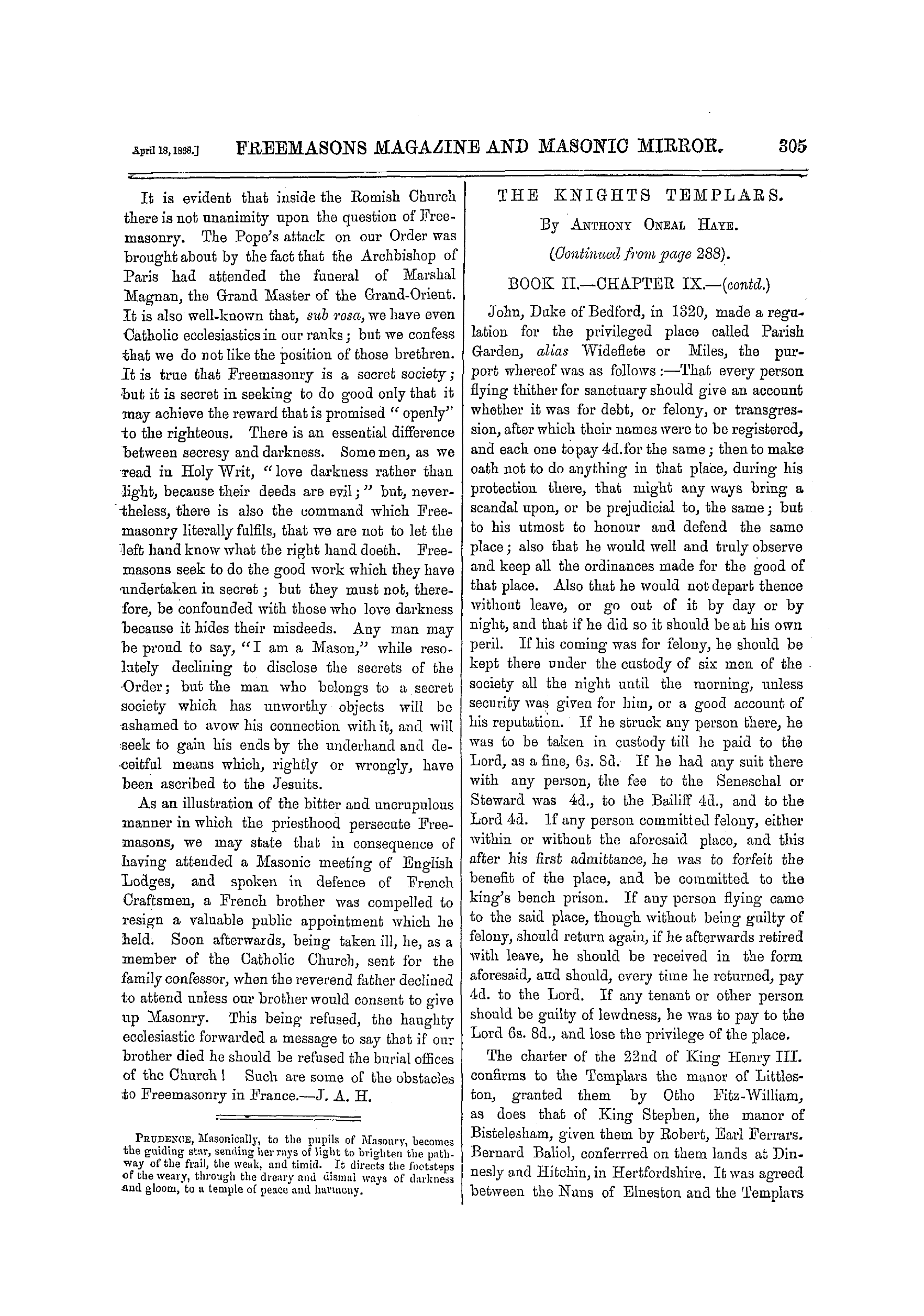 The Freemasons' Monthly Magazine: 1868-04-18: 5