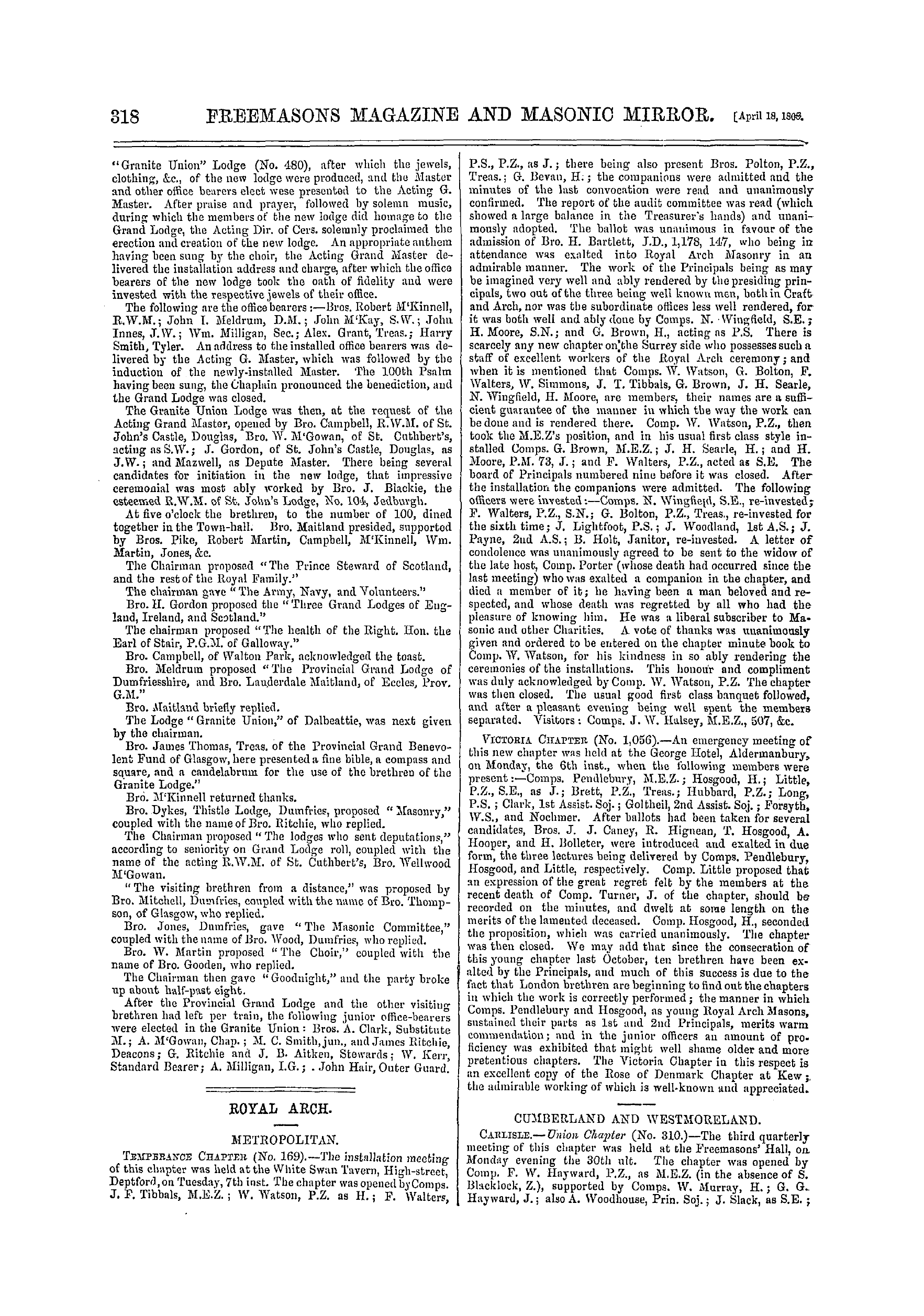 The Freemasons' Monthly Magazine: 1868-04-18 - Scotland.