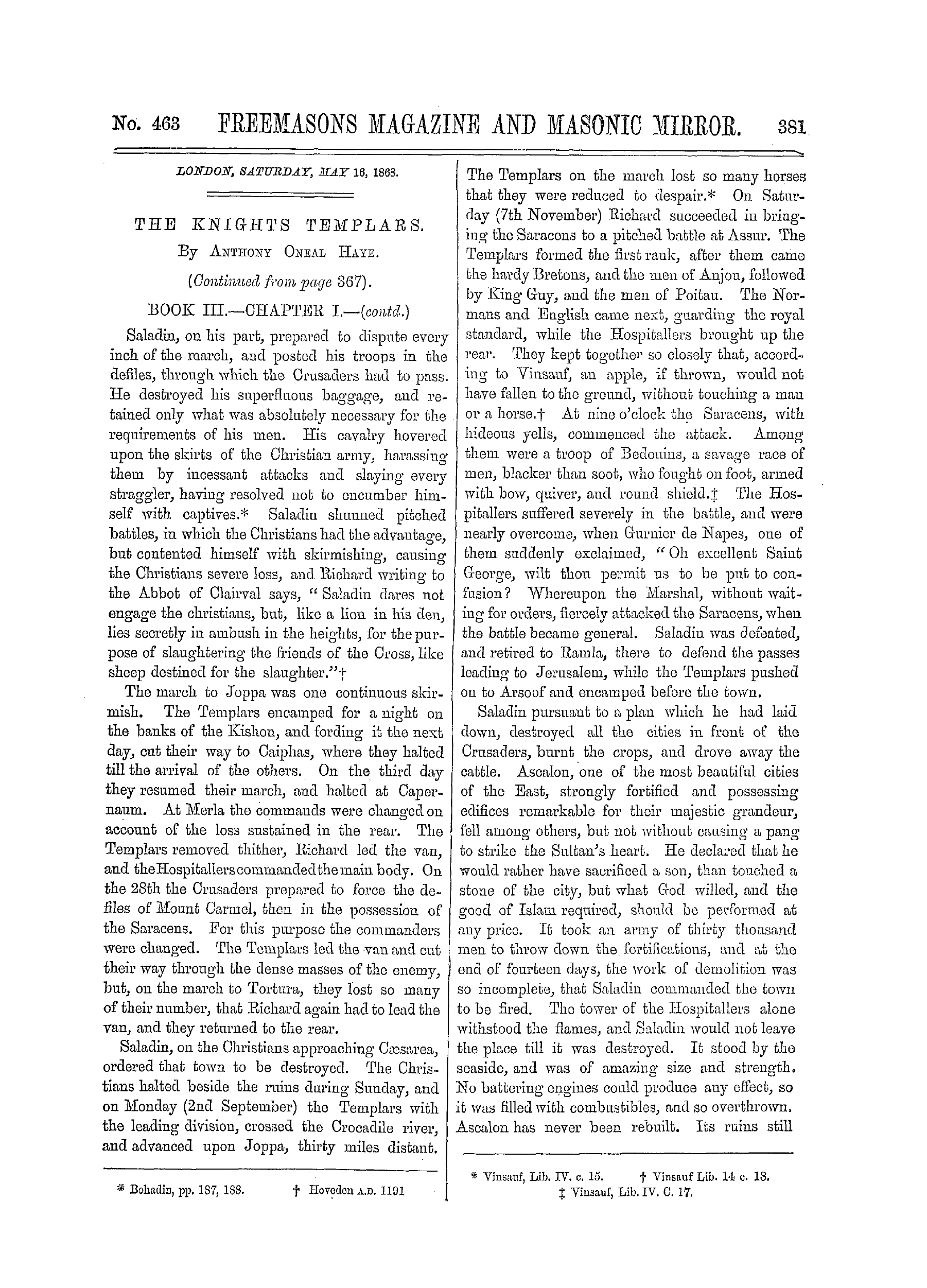 The Freemasons' Monthly Magazine: 1868-05-16: 1