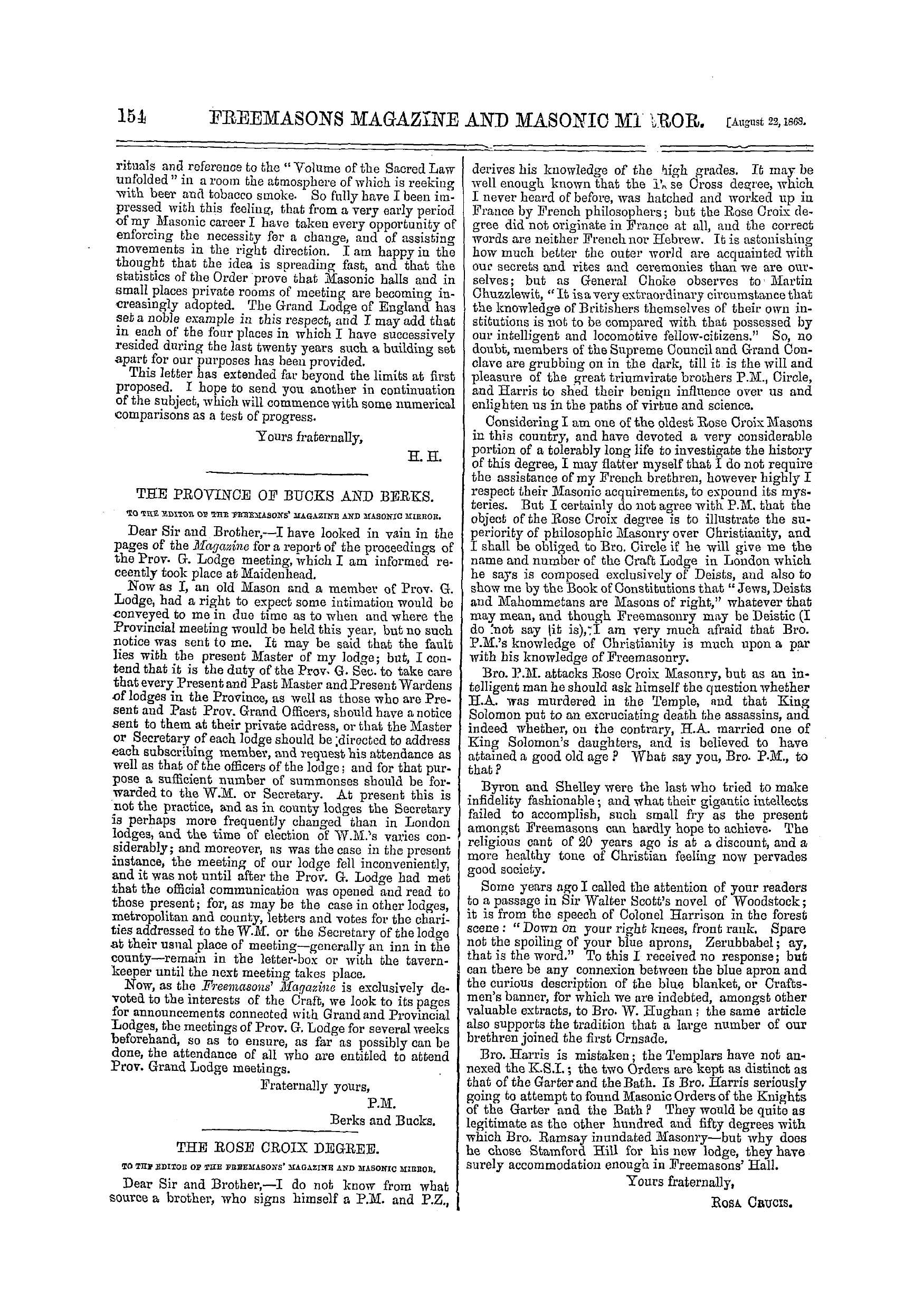 The Freemasons' Monthly Magazine: 1868-08-22 - Masonic Duties.