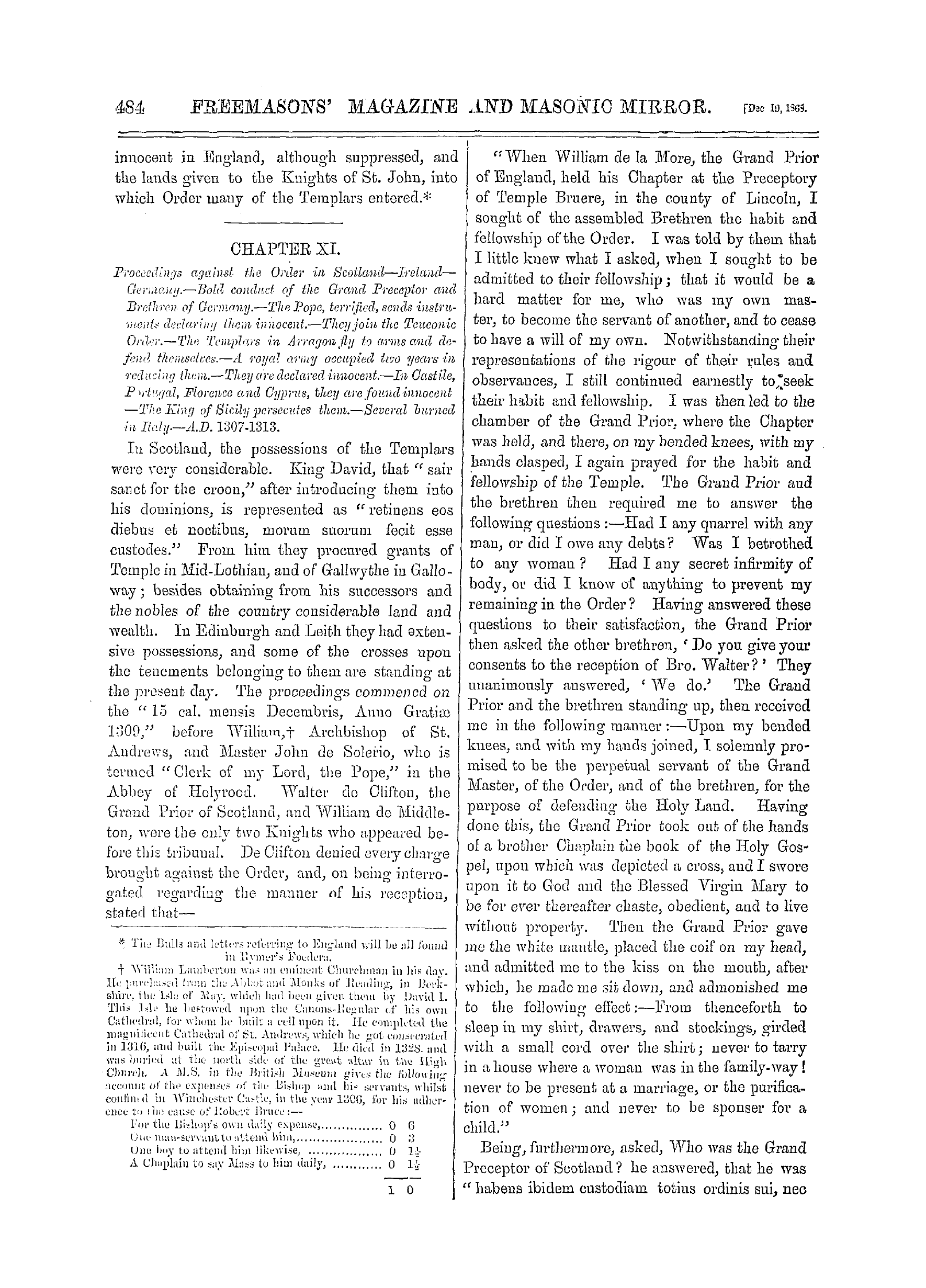 The Freemasons' Monthly Magazine: 1868-12-19 - Chapter Xi.