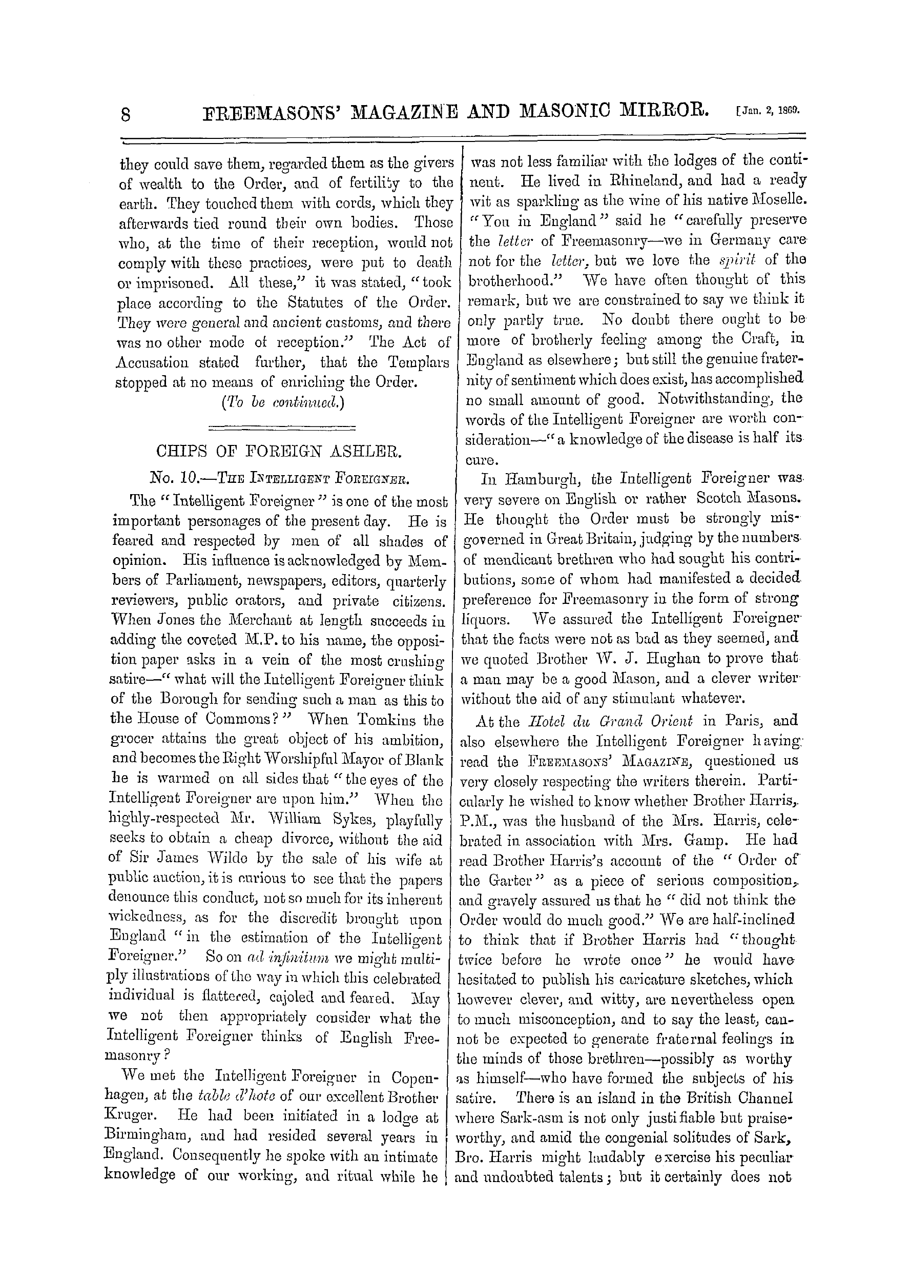 The Freemasons' Monthly Magazine: 1869-01-02 - Chapter Xii.