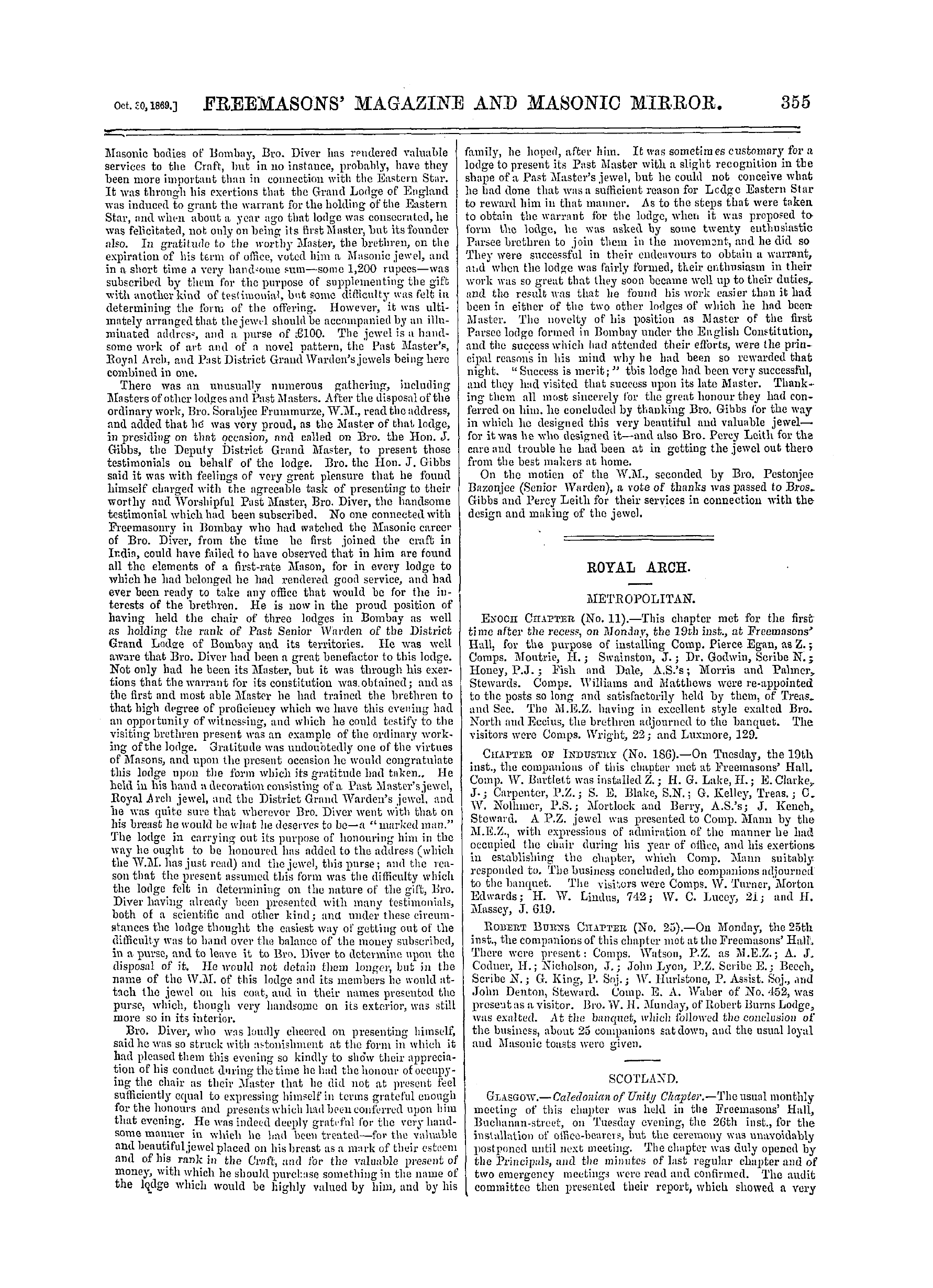 The Freemasons' Monthly Magazine: 1869-10-30 - India.