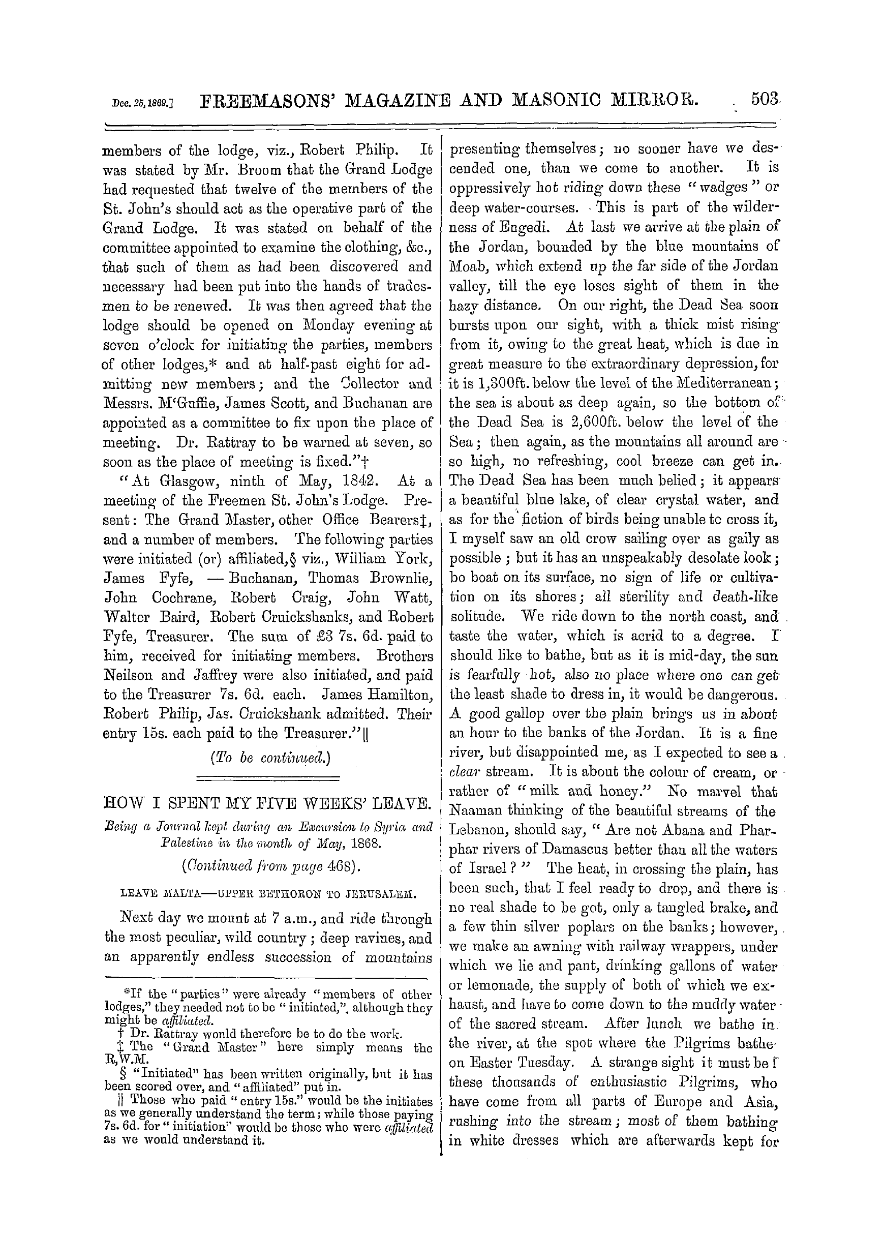 The Freemasons' Monthly Magazine: 1869-12-25 - The Lodge Of Glasgow St. John.