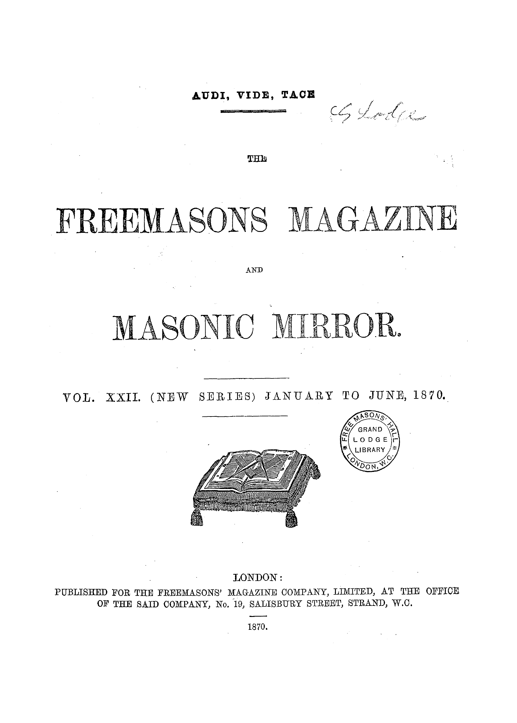 The Freemasons' Monthly Magazine