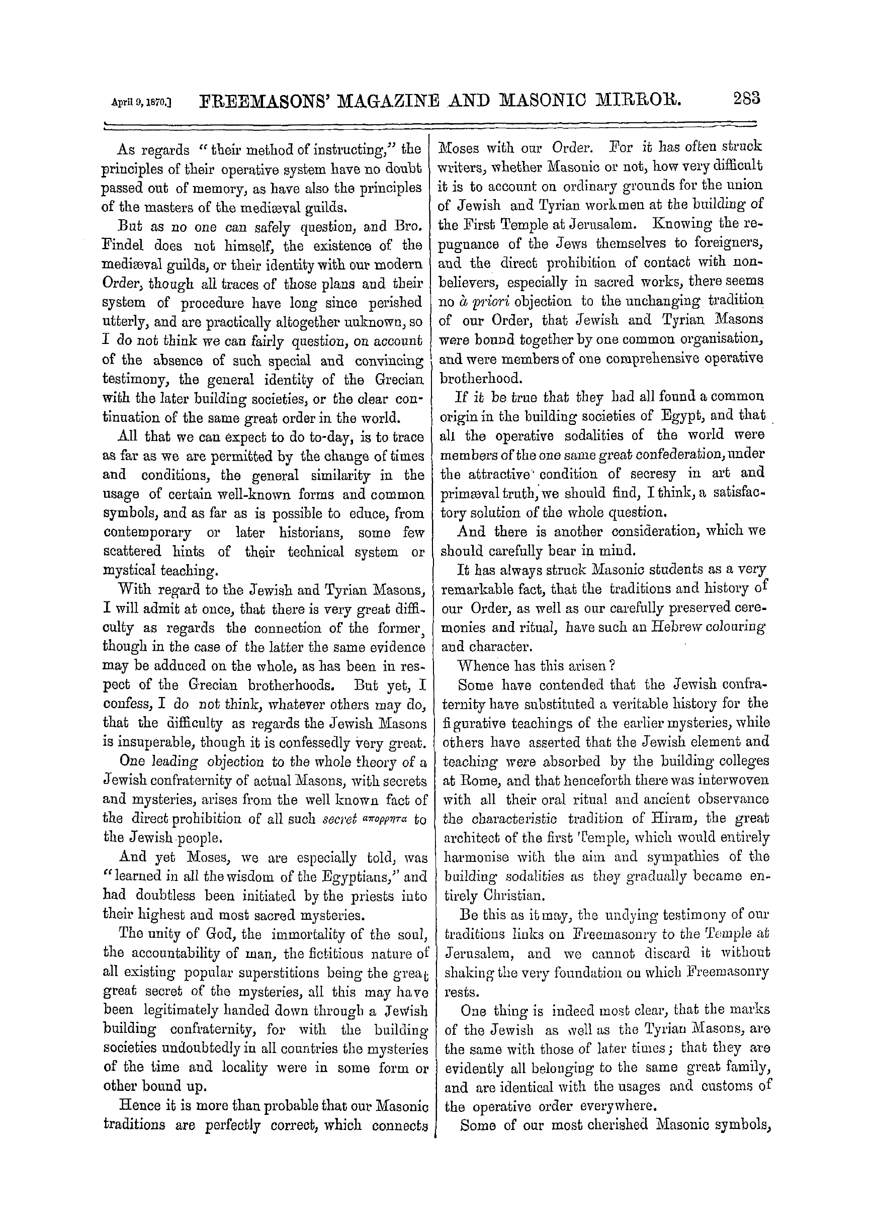 The Freemasons' Monthly Magazine: 1870-04-09 - Illustrations Of The History Of The Craft.—No. 3.