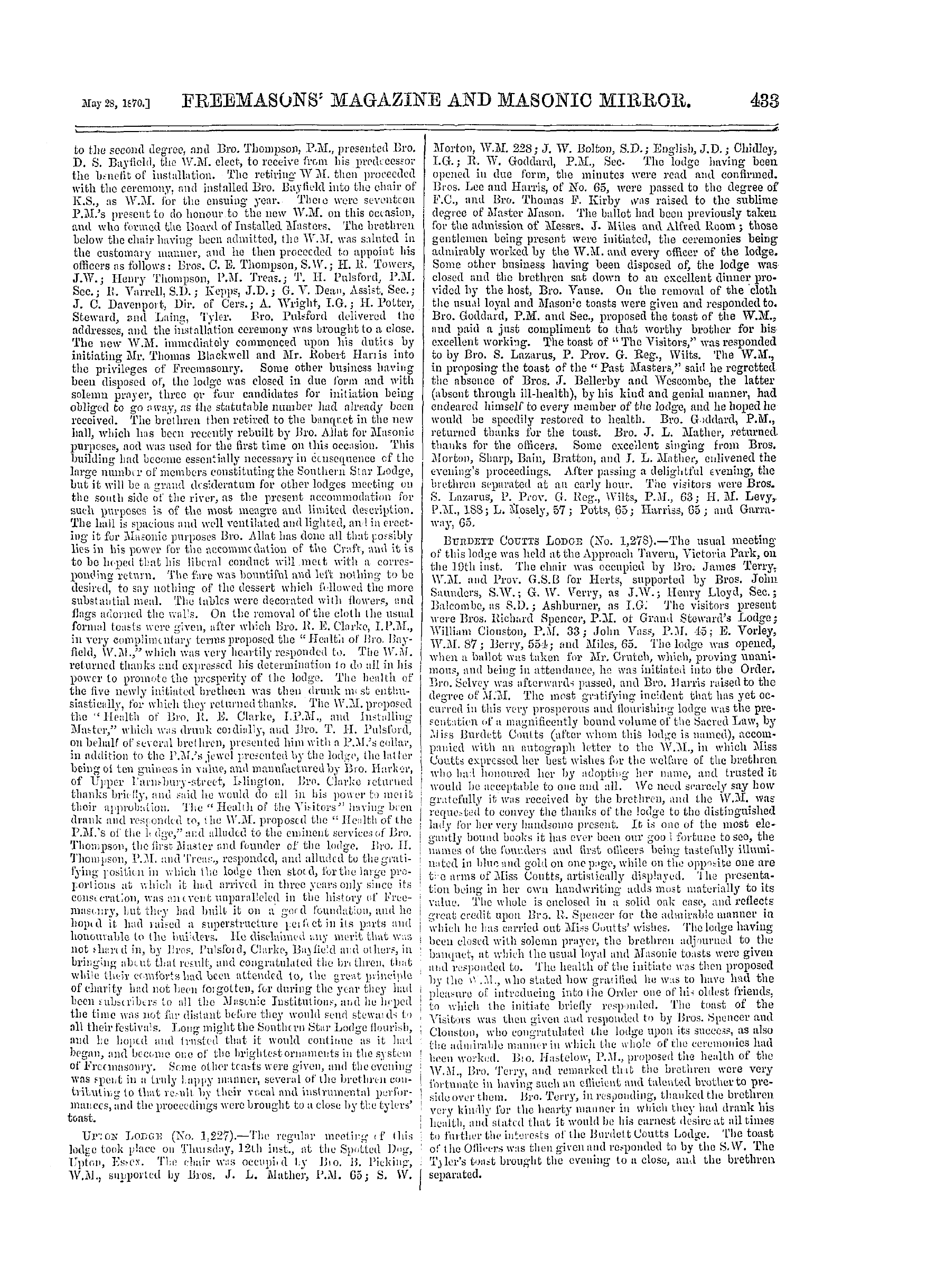 The Freemasons' Monthly Magazine: 1870-05-28: 13