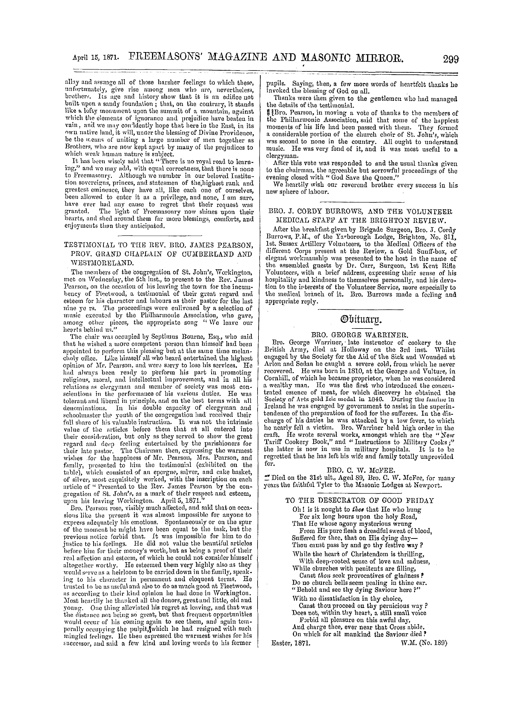 The Freemasons' Monthly Magazine: 1871-04-15 - An Address. Delivered By The District Grand Master Of Turkey.