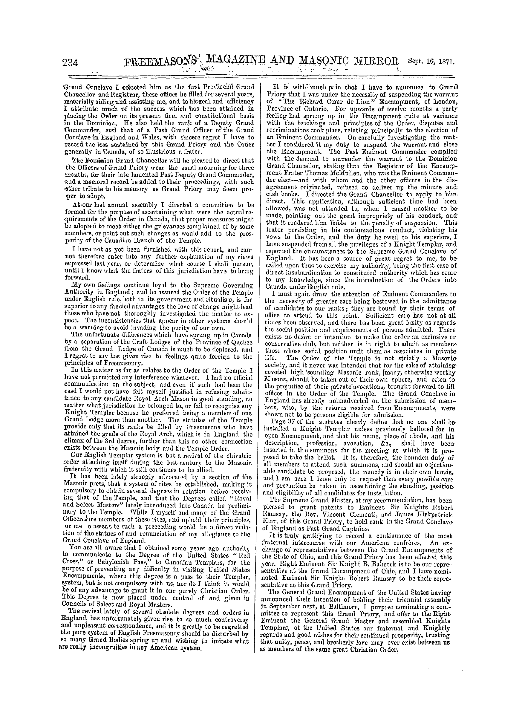 The Freemasons' Monthly Magazine: 1871-09-16: 14