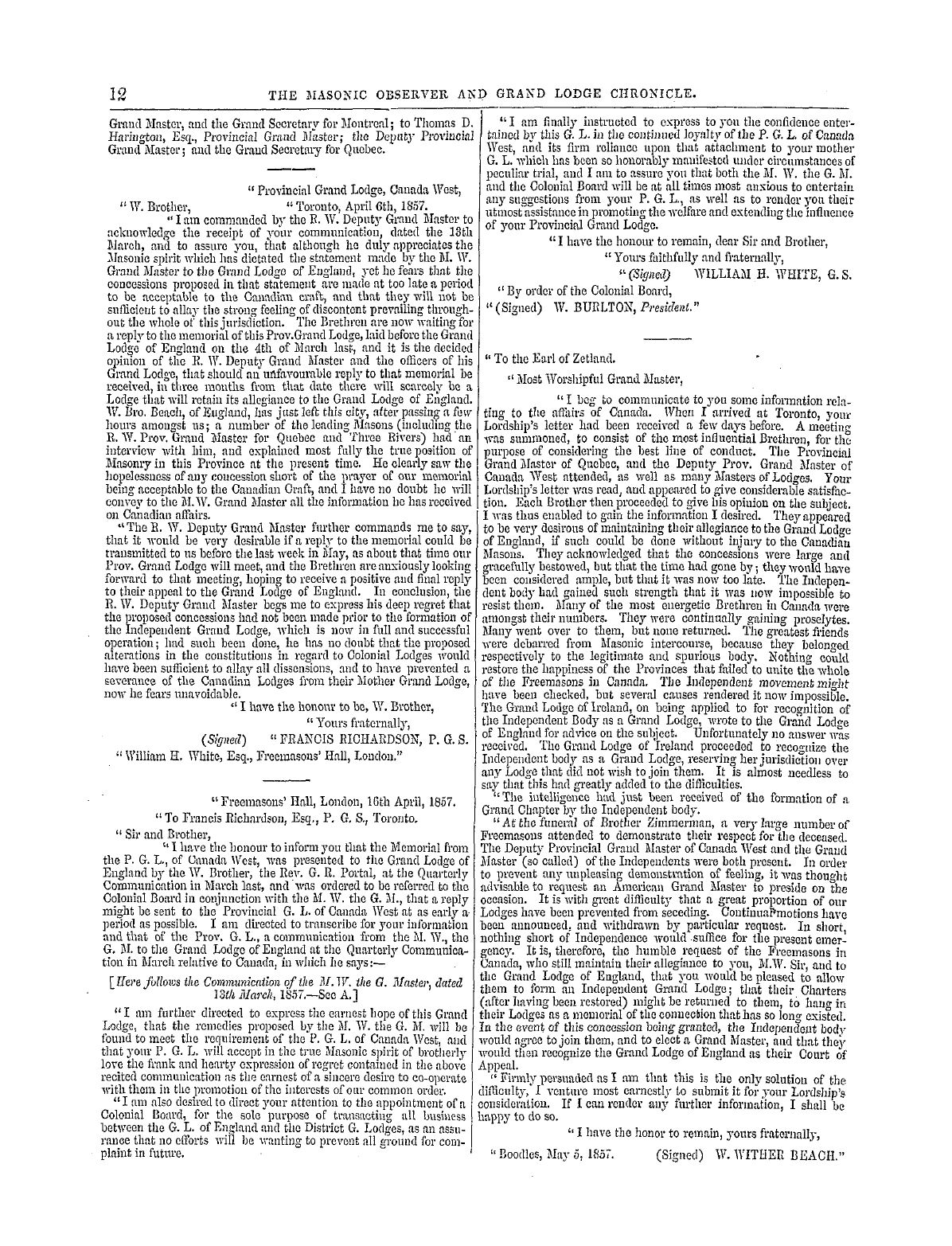 The Masonic Observer: 1857-09-20: 12