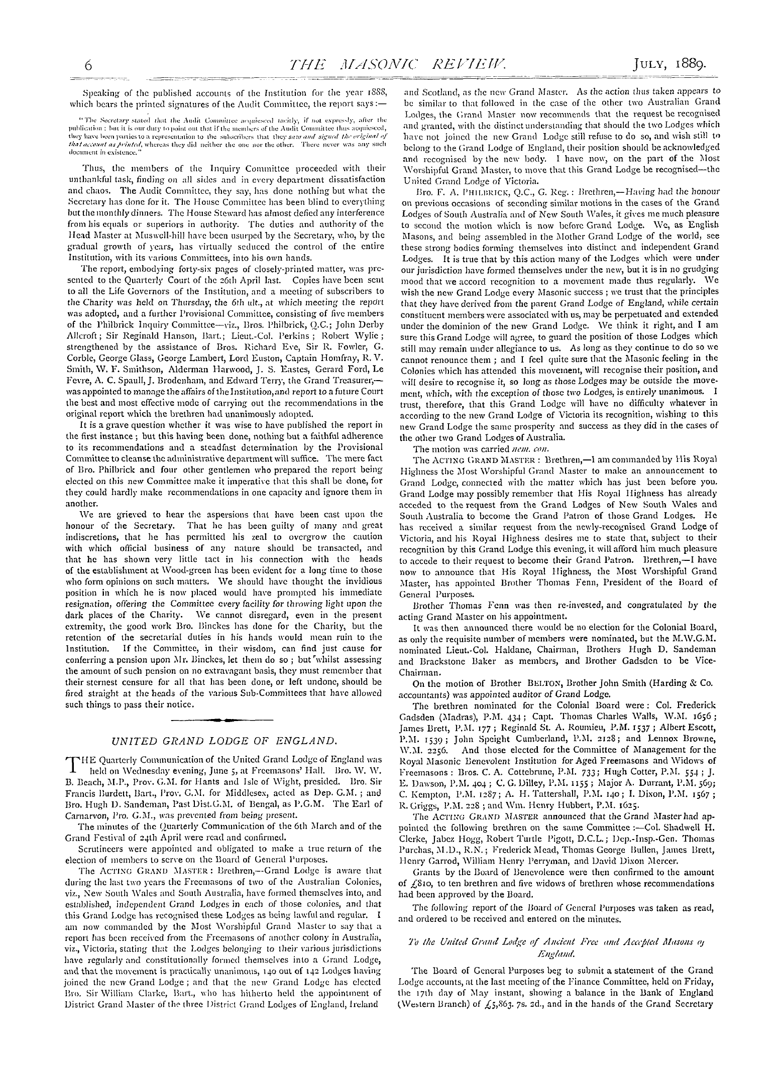 The Masonic Review: 1889-07-01 - The Royal Masonic Institution For Boys.