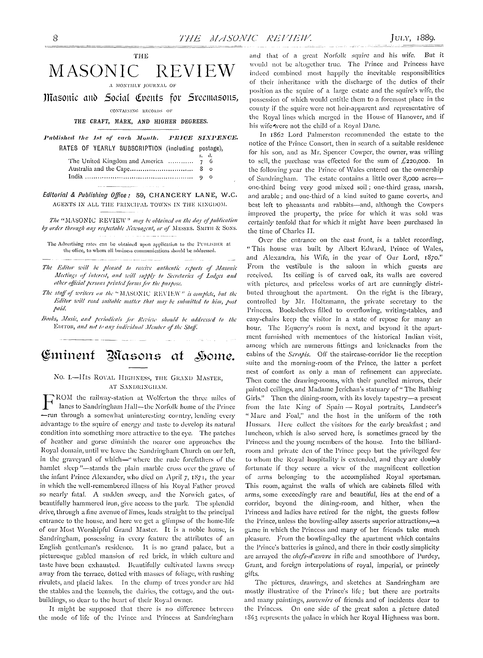 The Masonic Review: 1889-07-01 - Eminent Masons At Home.