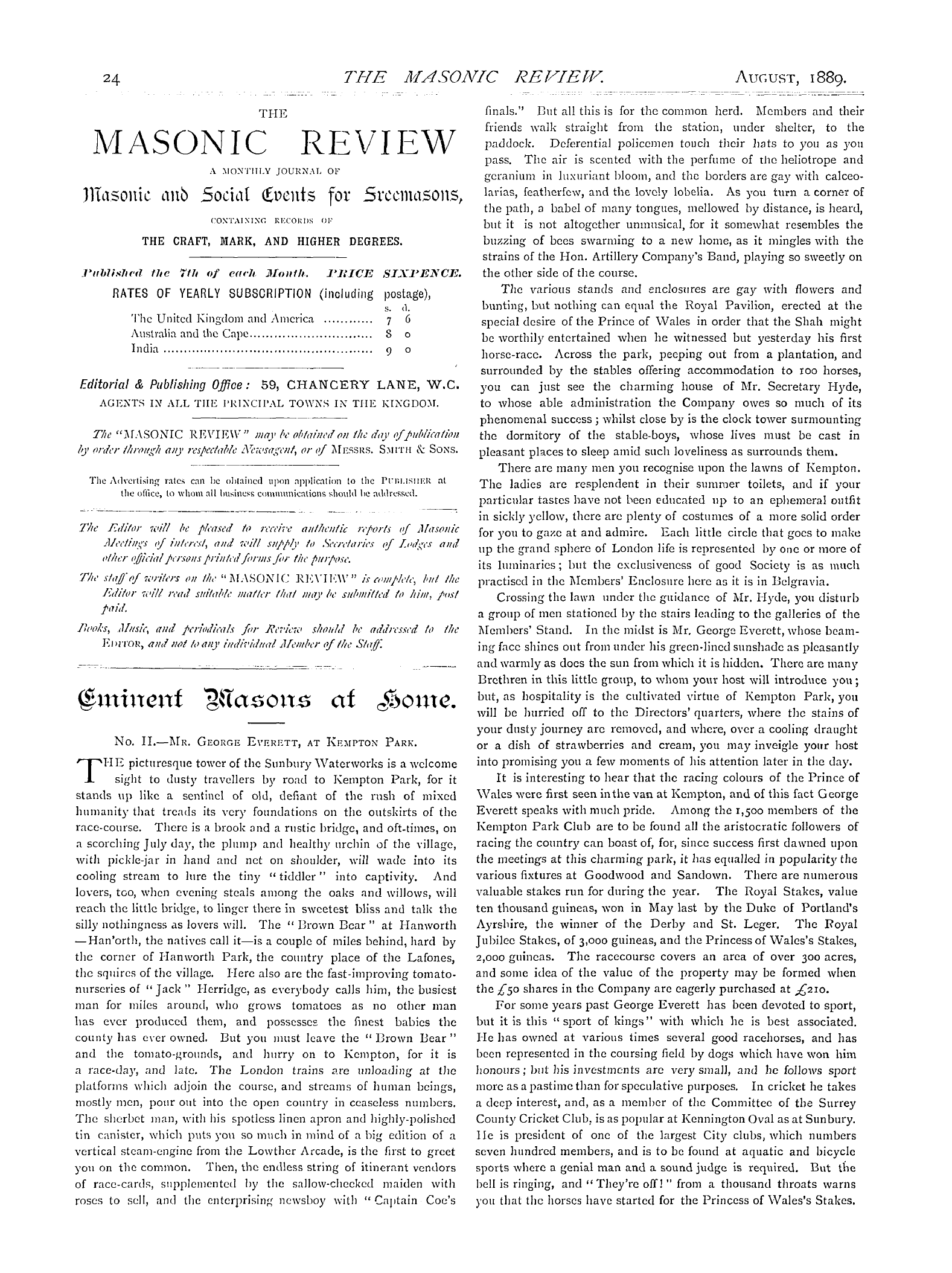 The Masonic Review: 1889-08-01 - Eminent Masons At Home.