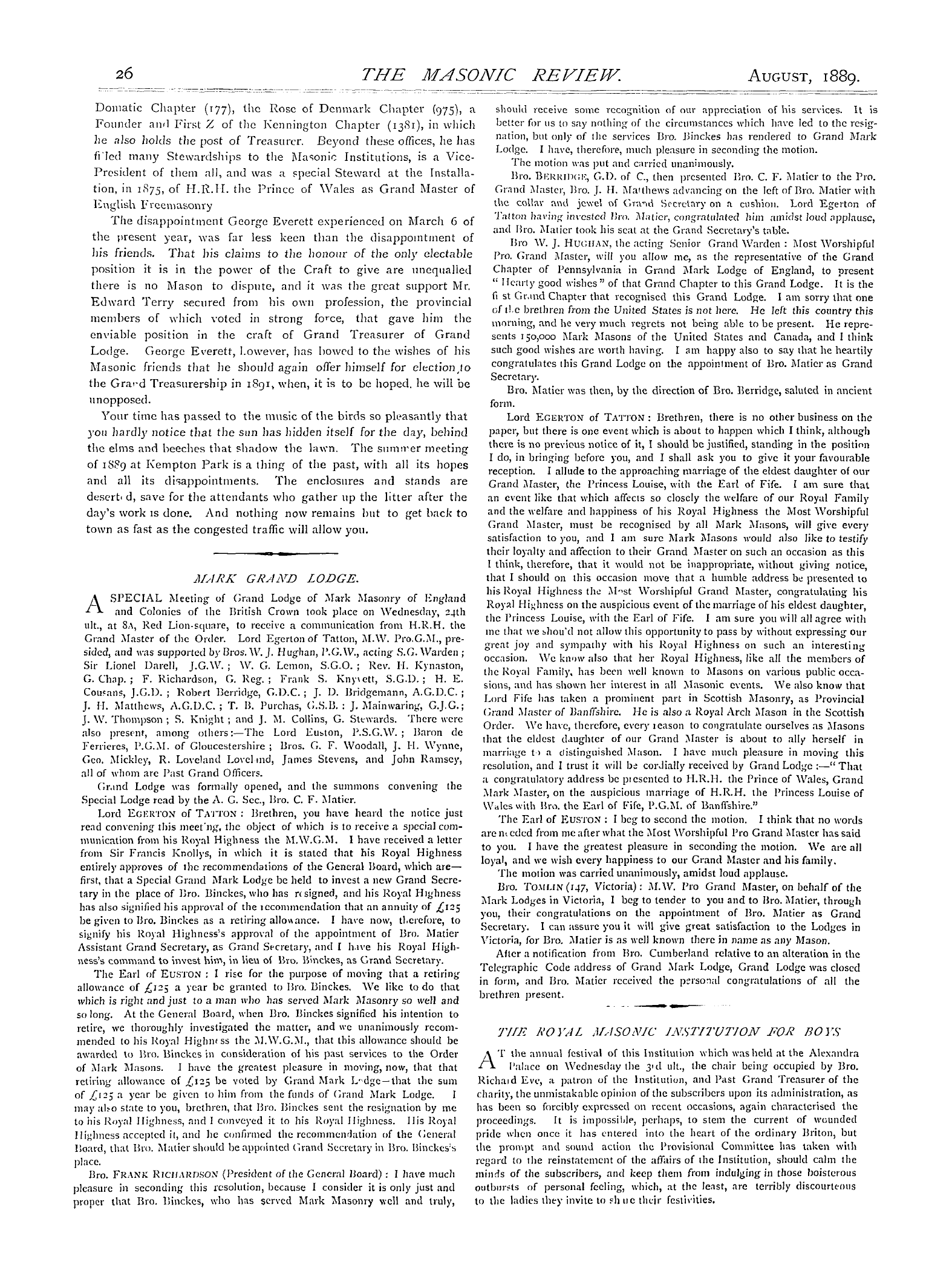 The Masonic Review: 1889-08-01 - Eminent Masons At Home.