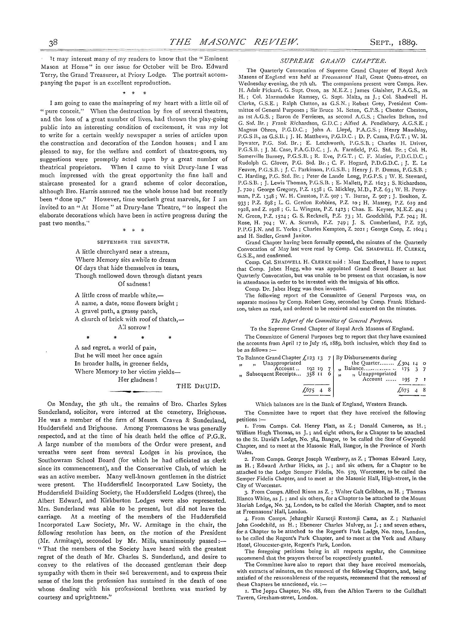 The Masonic Review: 1889-09-01 - Round And About.