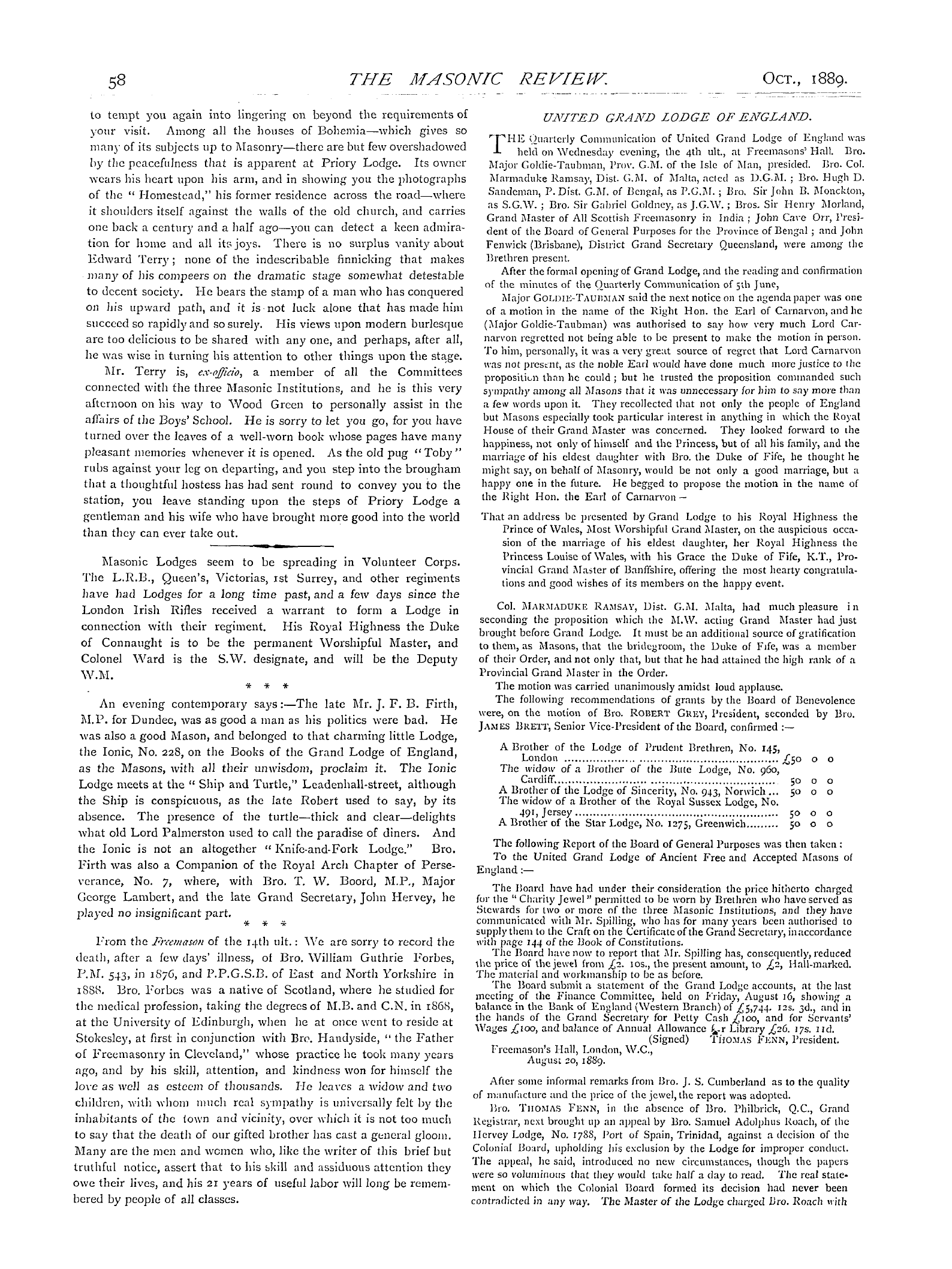 The Masonic Review: 1889-10-01 - Eminent Masons At Home.