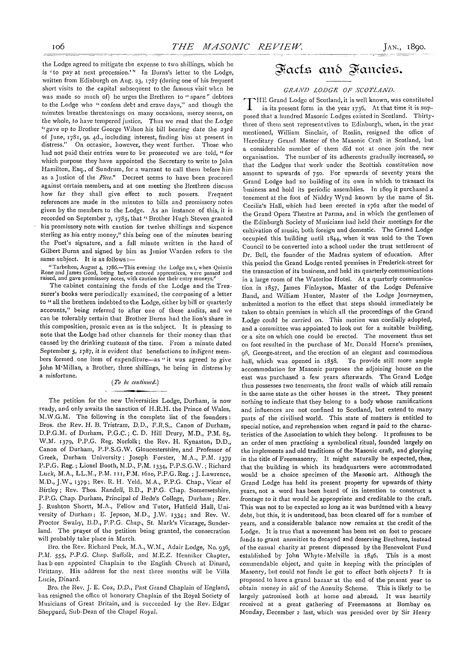 The Masonic Review: 1890-01-01 - Facts And Fancies.