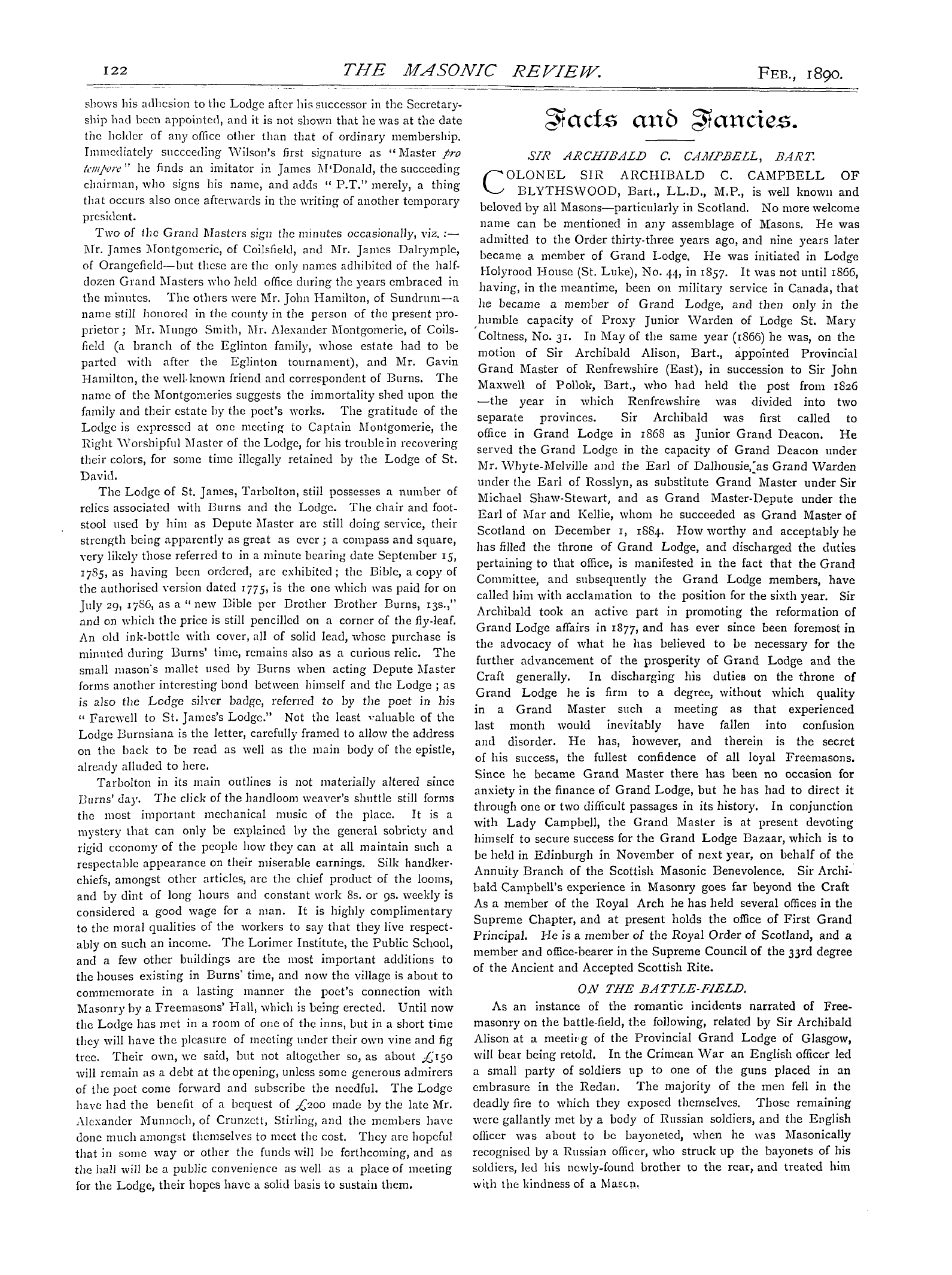 The Masonic Review: 1890-02-01 - Robert Burns And Freemasonry.