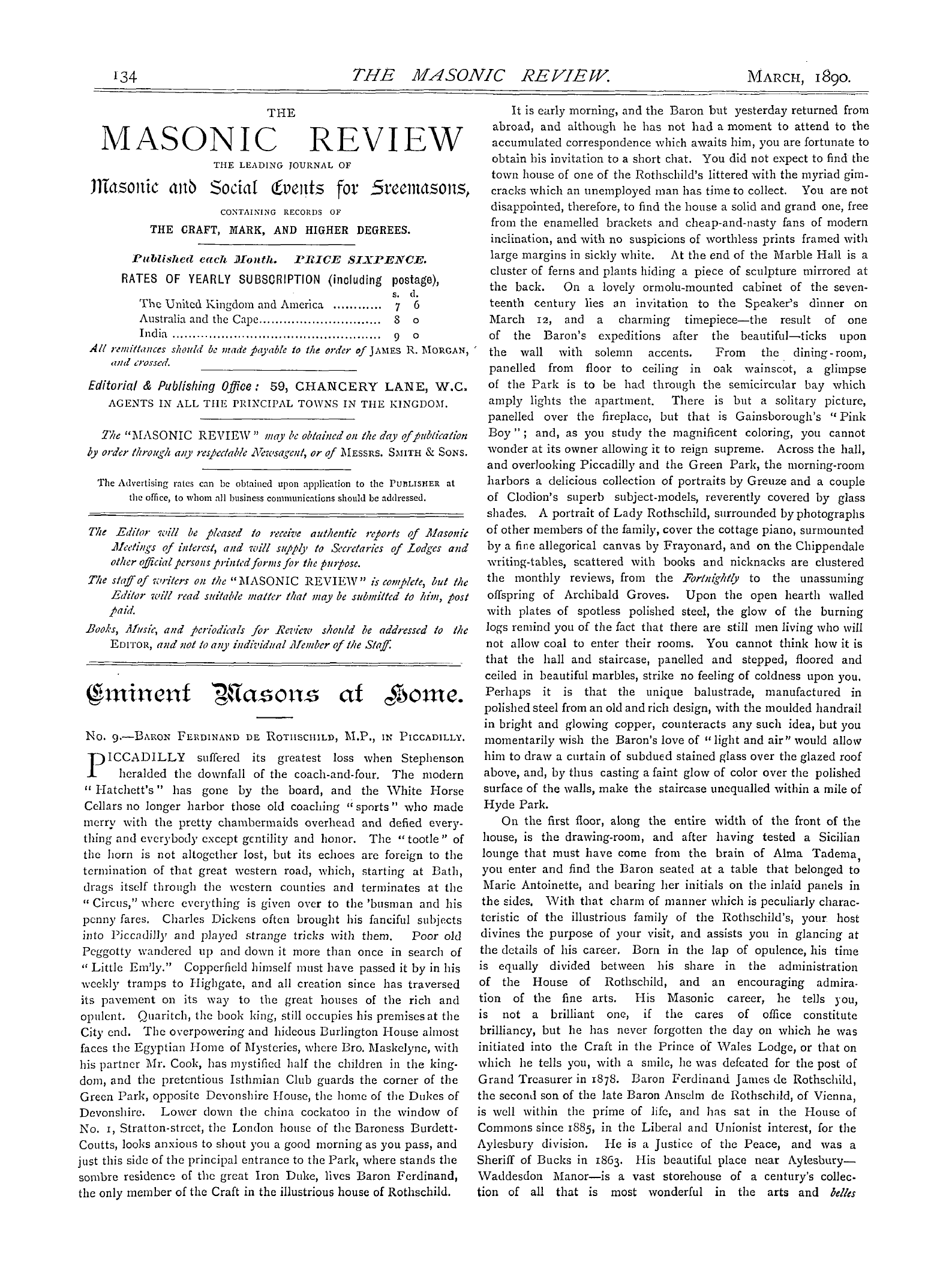 The Masonic Review: 1890-03-01 - Eminent Masons At Home.