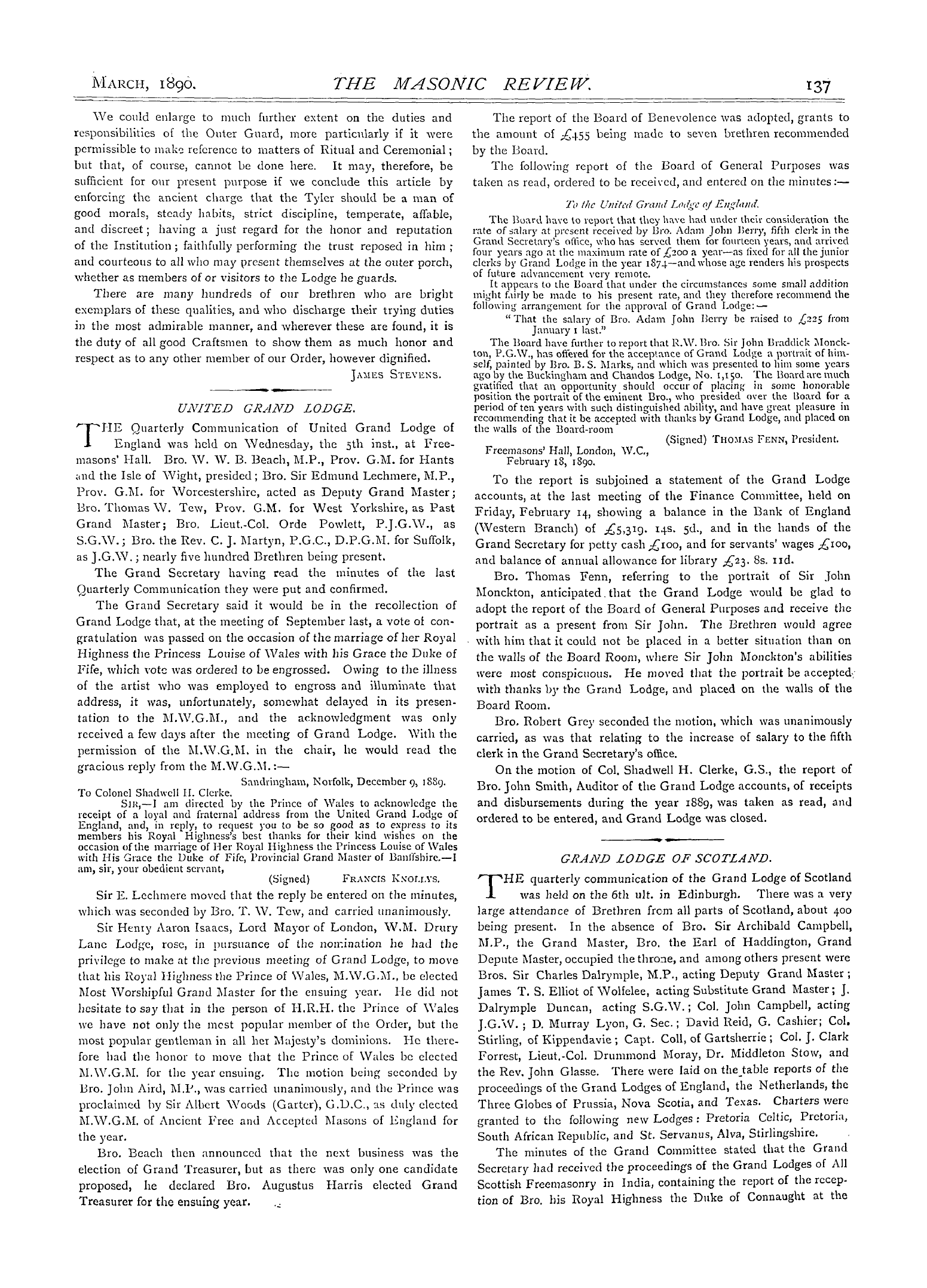 The Masonic Review: 1890-03-01 - The Inner And Outer Guards.