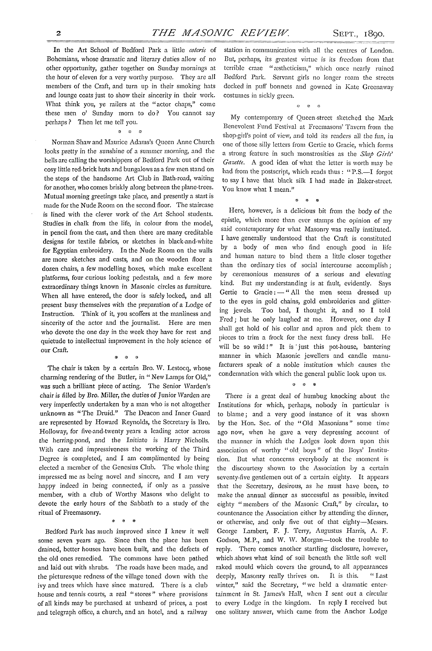 The Masonic Review: 1890-09-01 - Round And About.