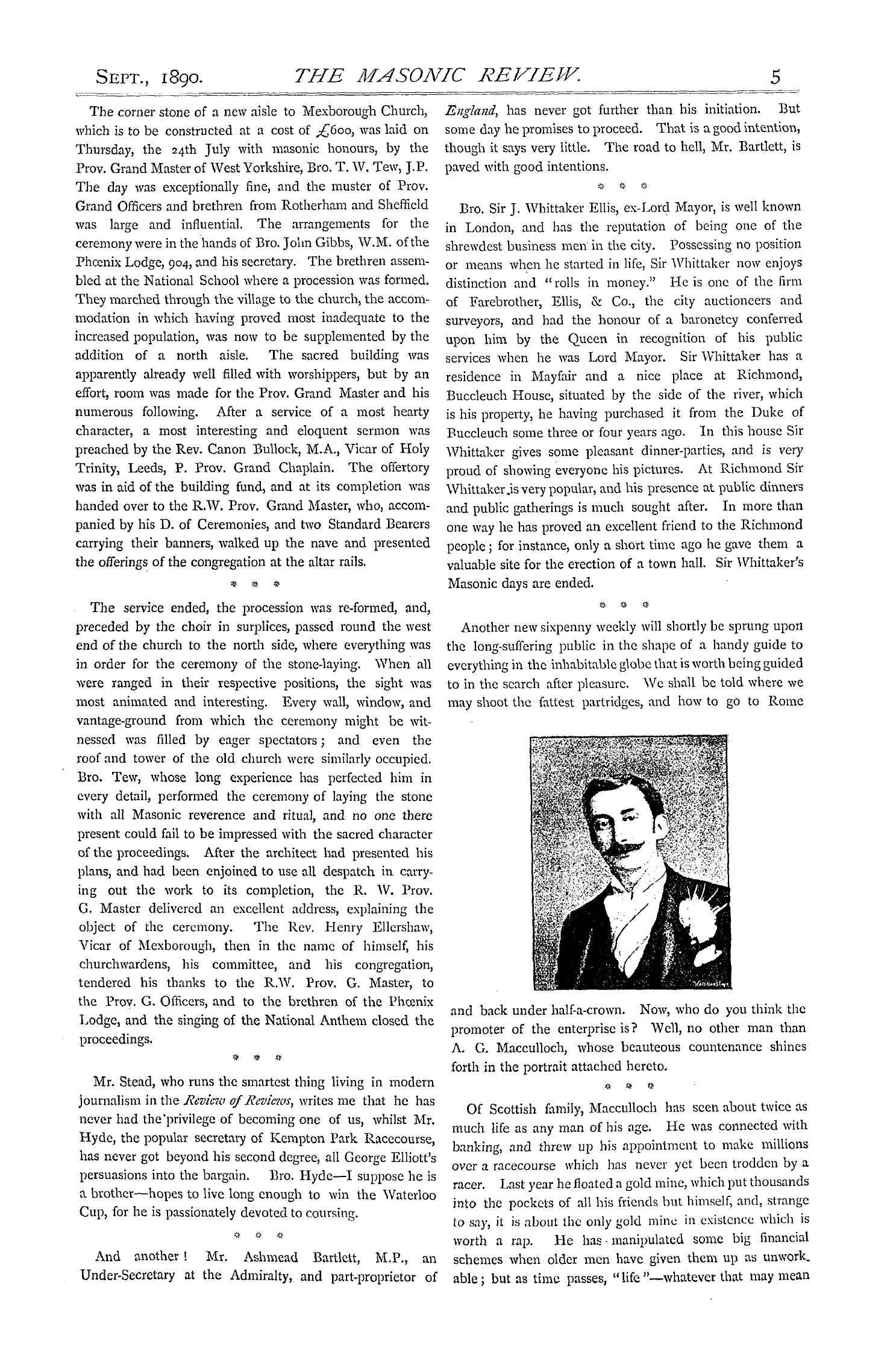 The Masonic Review: 1890-09-01 - Round And About.