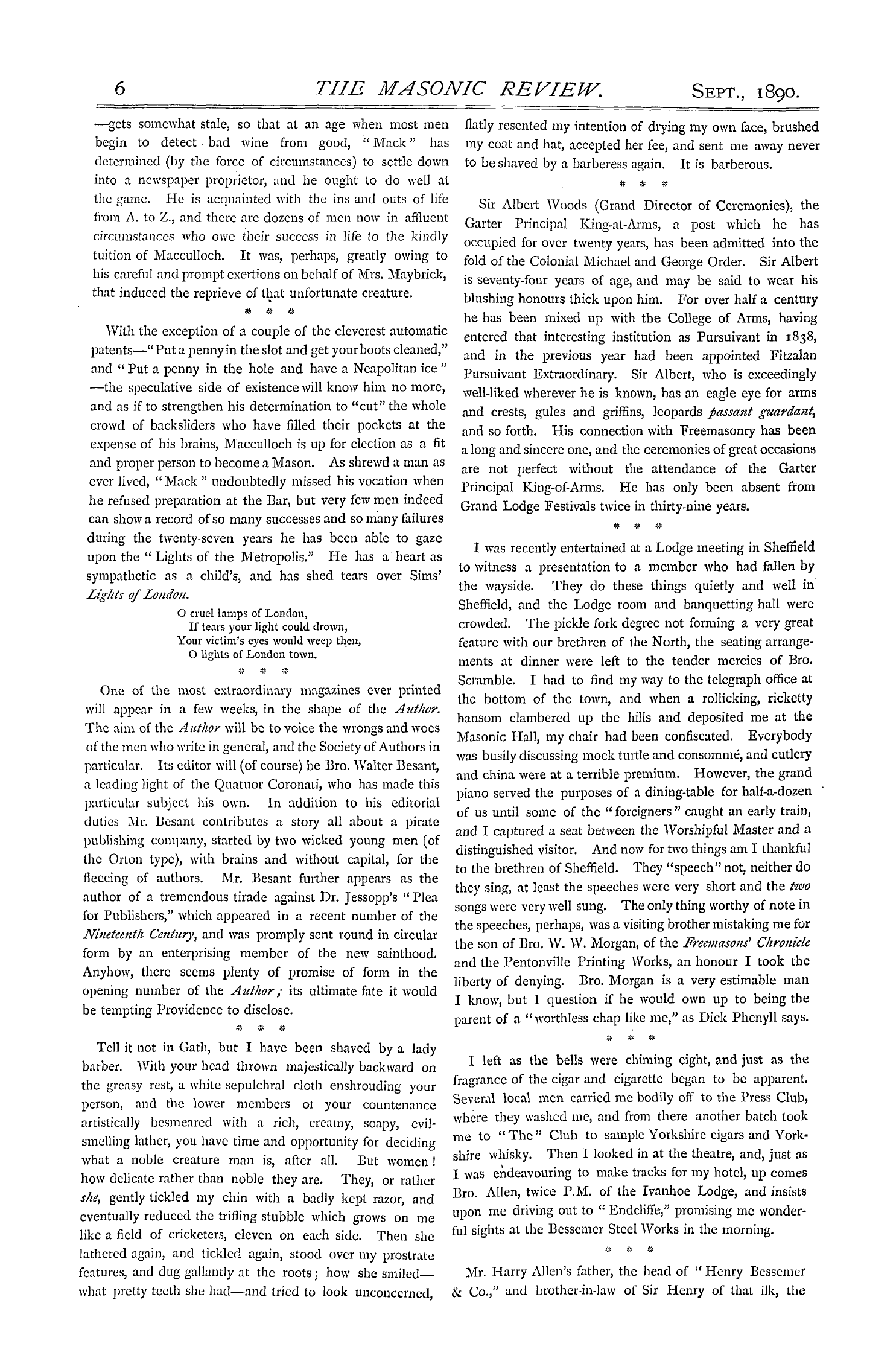 The Masonic Review: 1890-09-01 - Round And About.