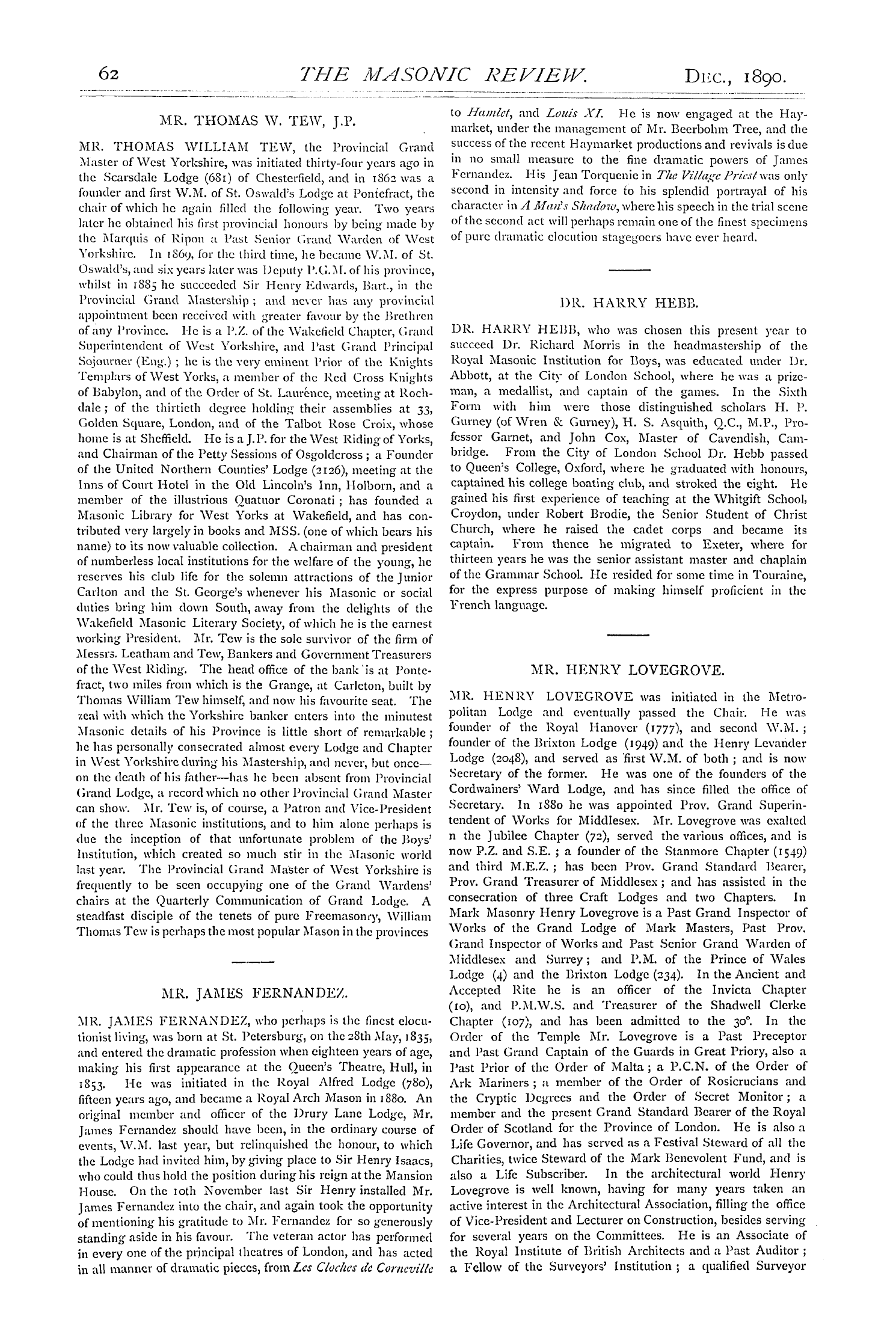 The Masonic Review: 1890-12-01 - Masons Of The Year.