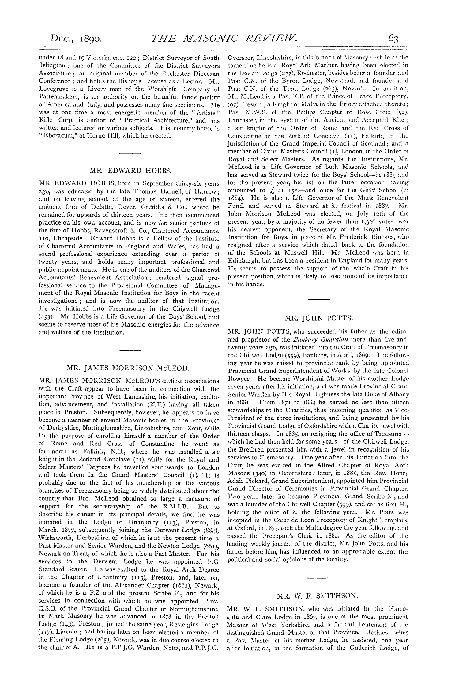 The Masonic Review: 1890-12-01 - Masons Of The Year.