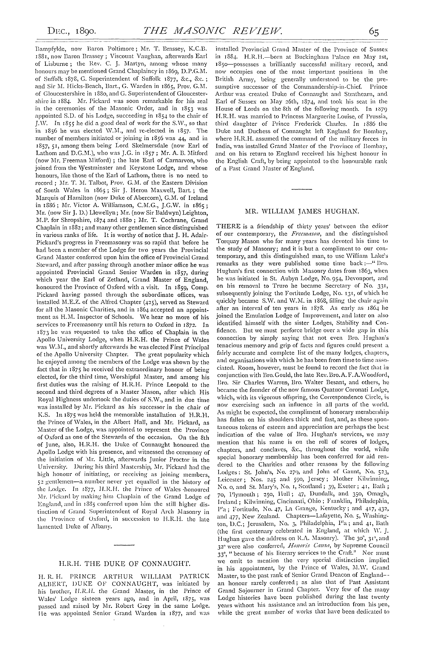 The Masonic Review: 1890-12-01 - Masons Of The Year.