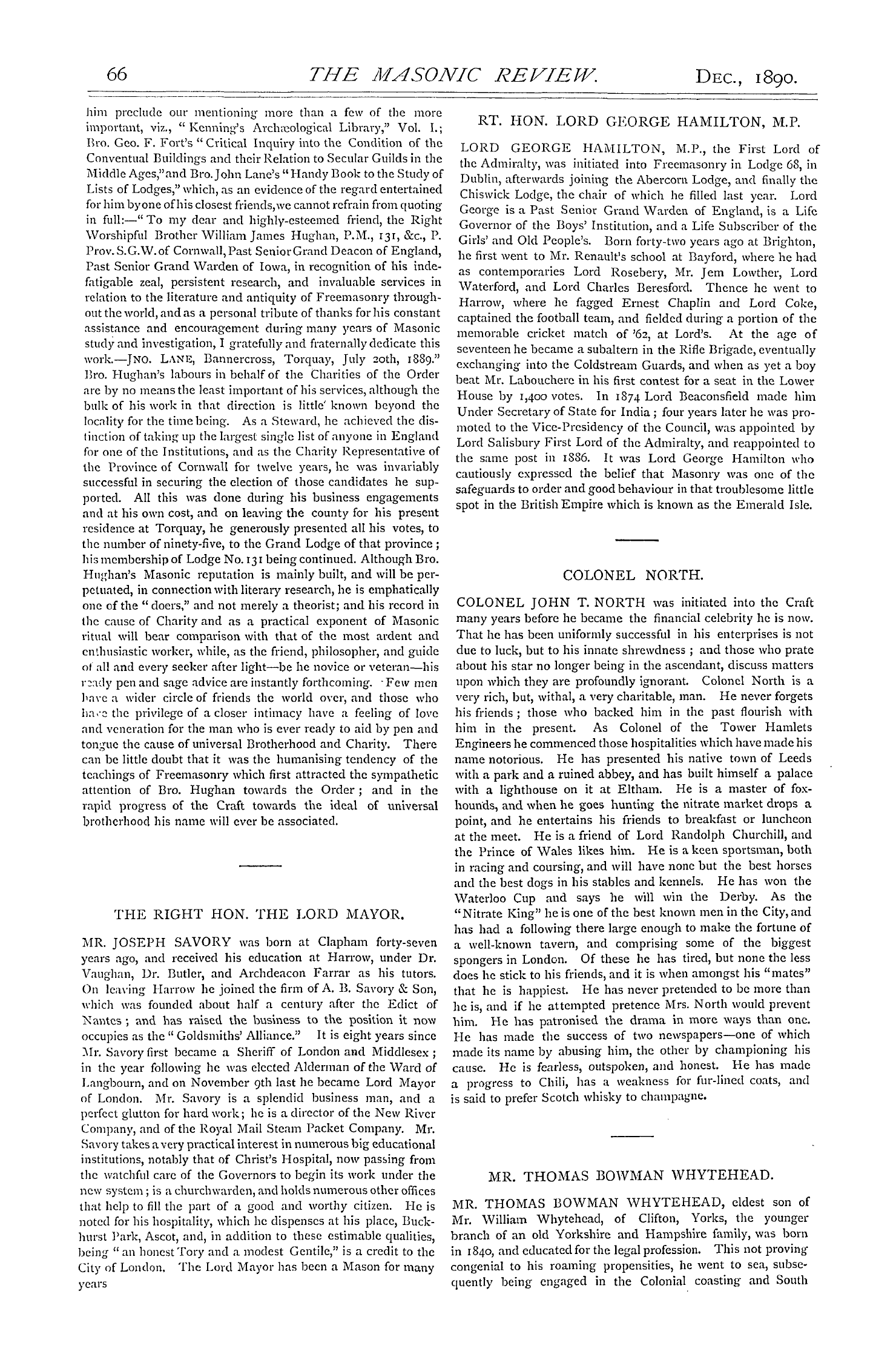 The Masonic Review: 1890-12-01 - Masons Of The Year.