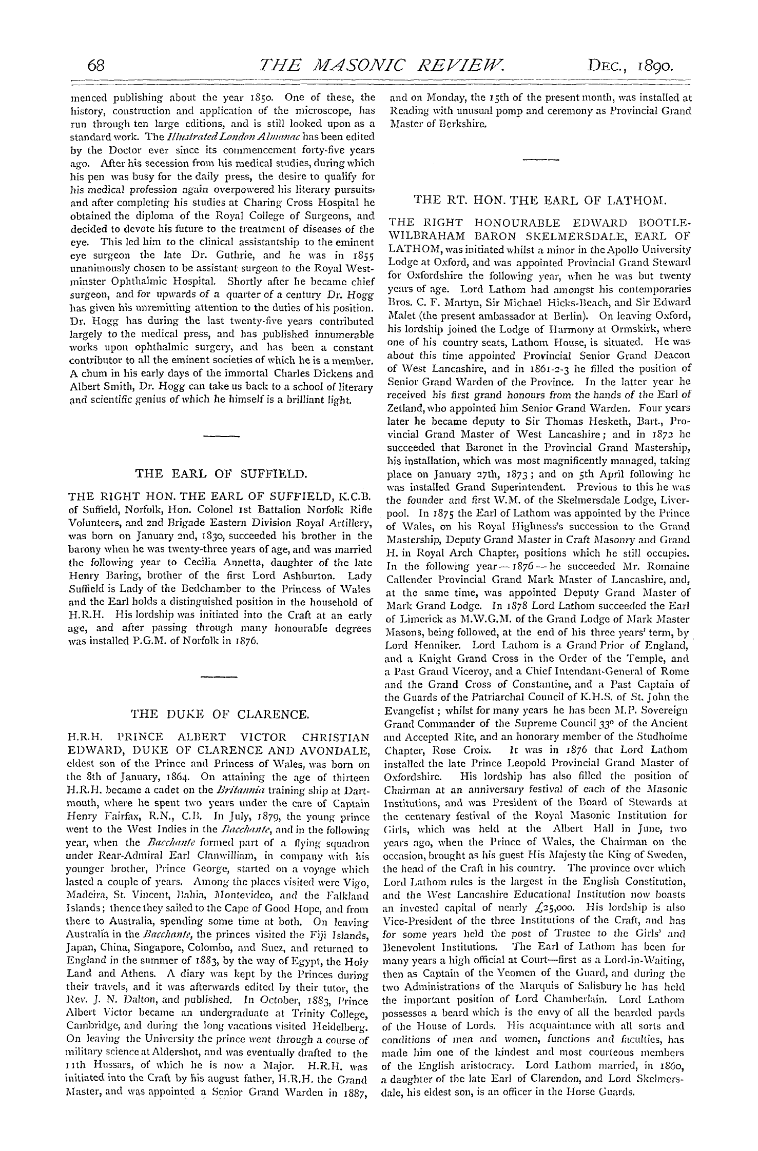 The Masonic Review: 1890-12-01 - Masons Of The Year.