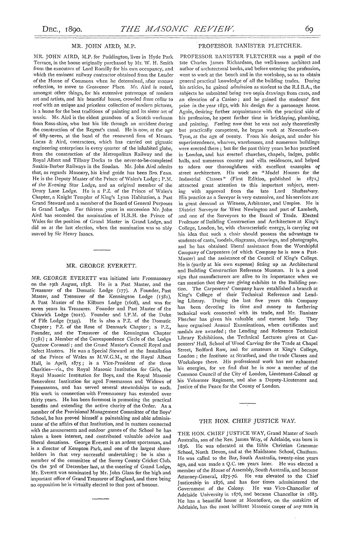 The Masonic Review: 1890-12-01 - Masons Of The Year.