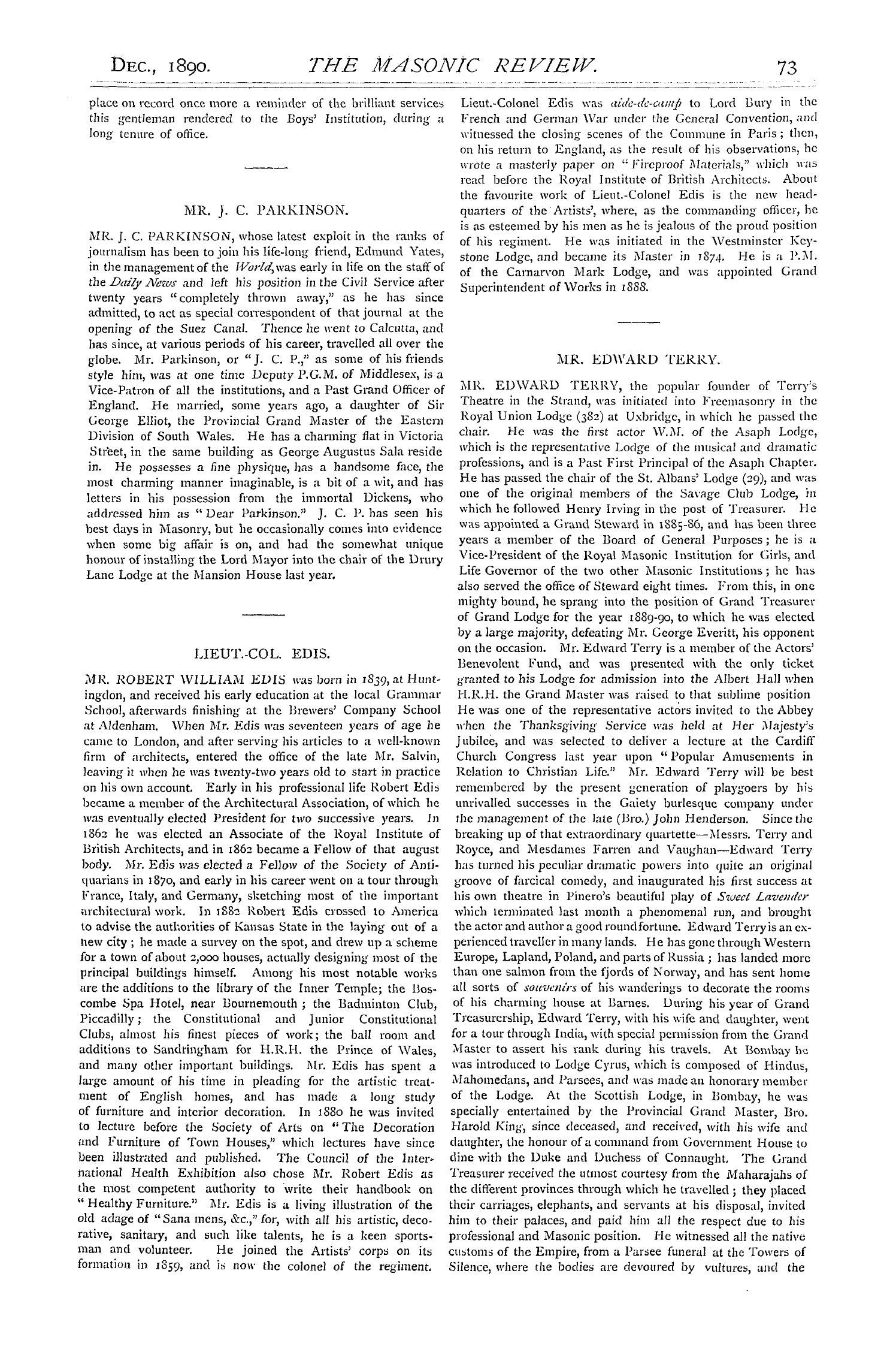 The Masonic Review: 1890-12-01 - Masons Of The Year.