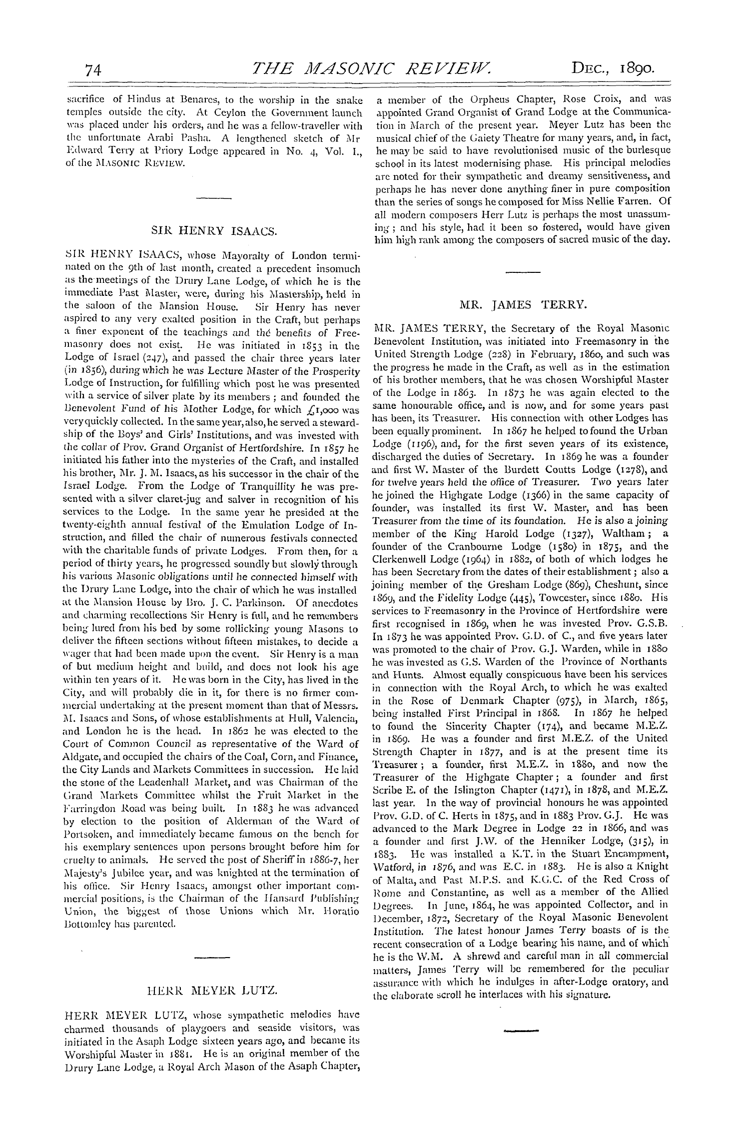 The Masonic Review: 1890-12-01 - Masons Of The Year.