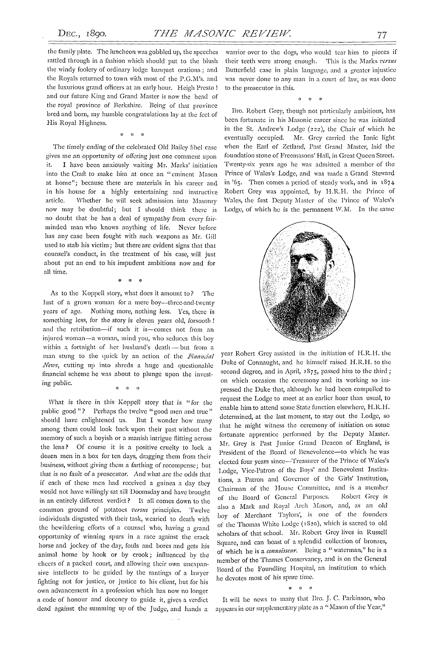 The Masonic Review: 1890-12-01 - Round And About.