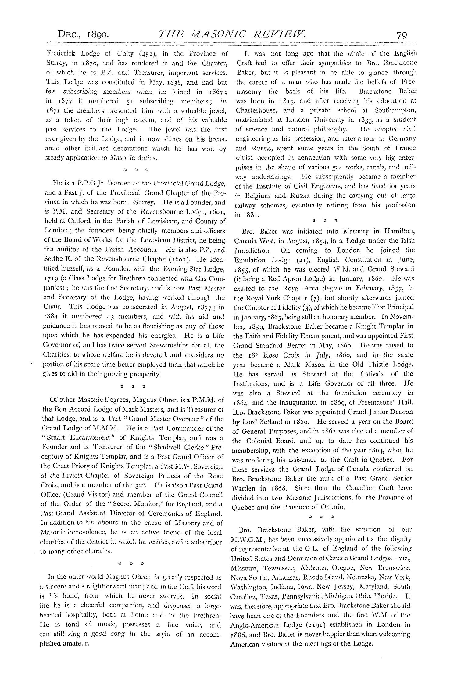 The Masonic Review: 1890-12-01 - Round And About.