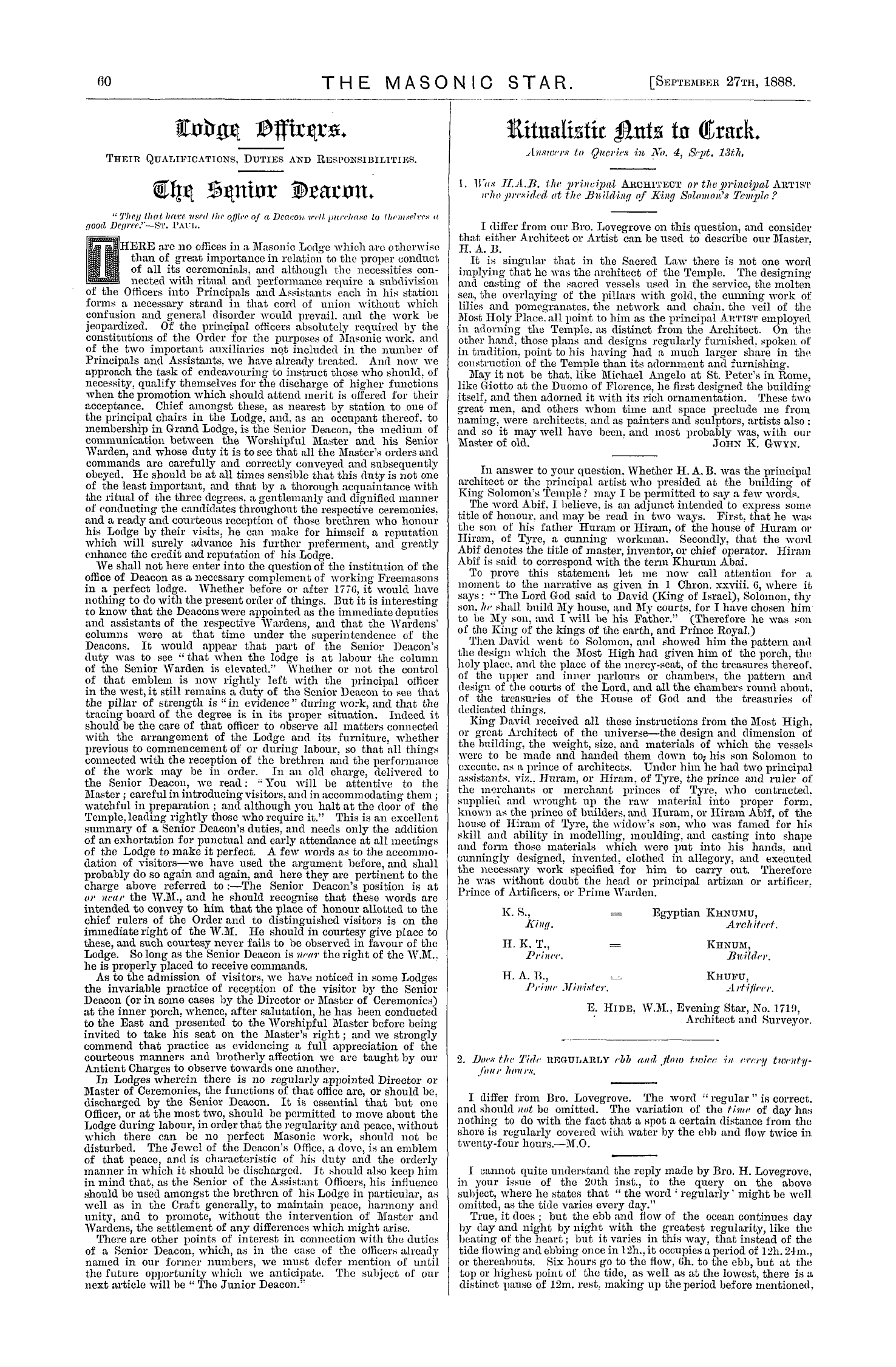 The Masonic Star: 1888-09-27 - Ritualistic Nuts To Crack.