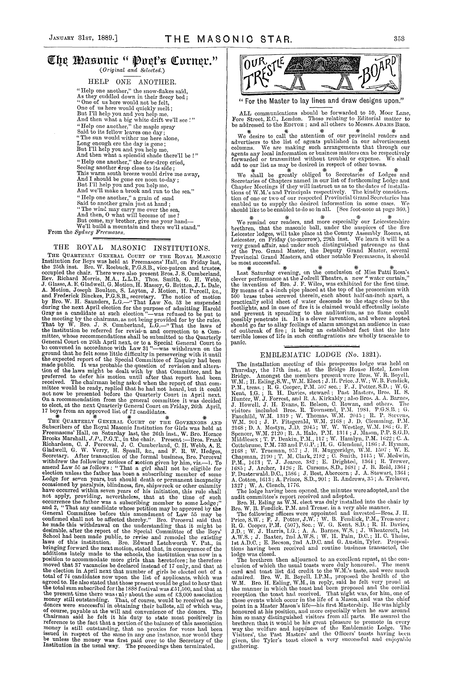 The Masonic Star: 1889-01-31: 3